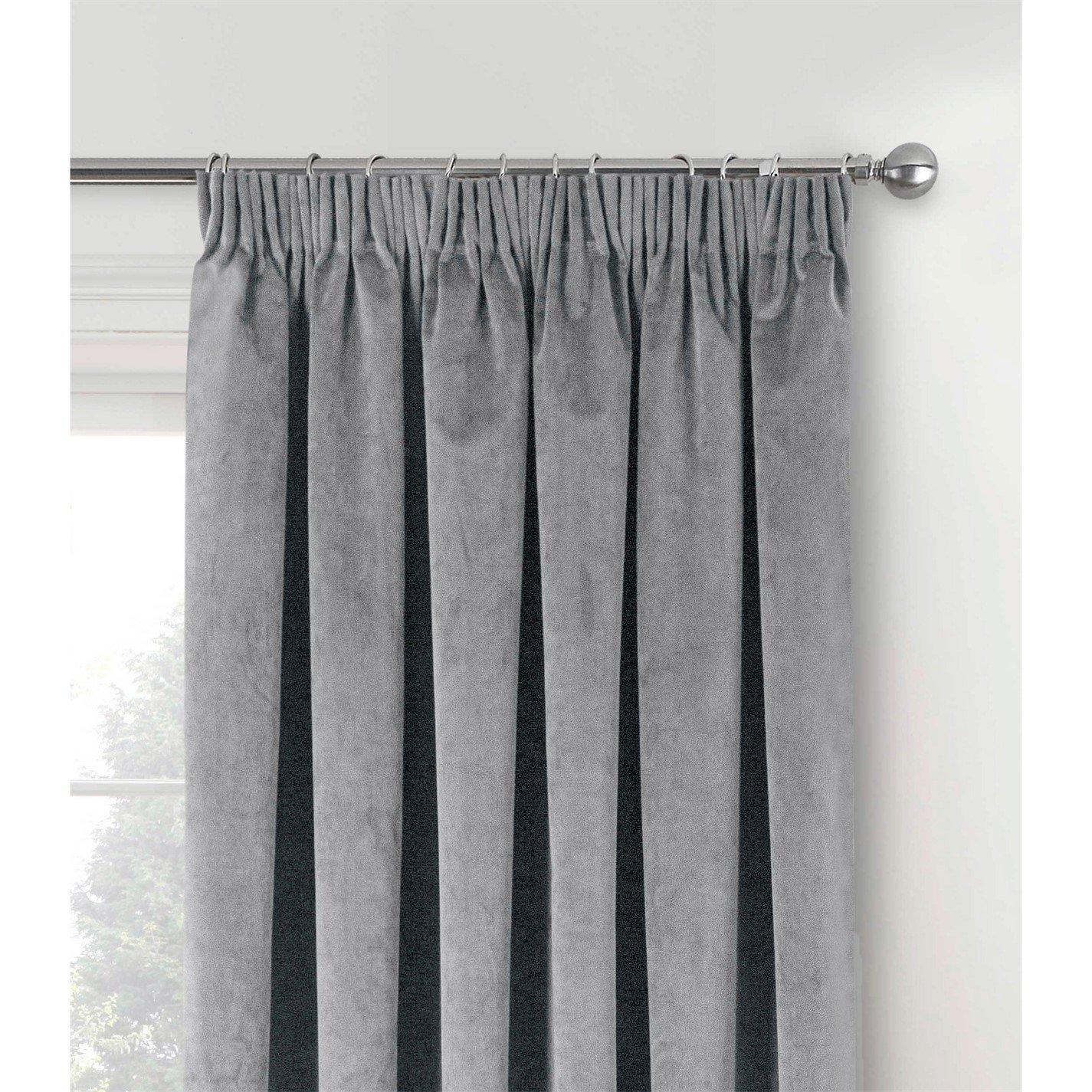 Grey - Enhanced Living - Oxford Velvet 100% Blackout Tape Top Door Curtain - 2