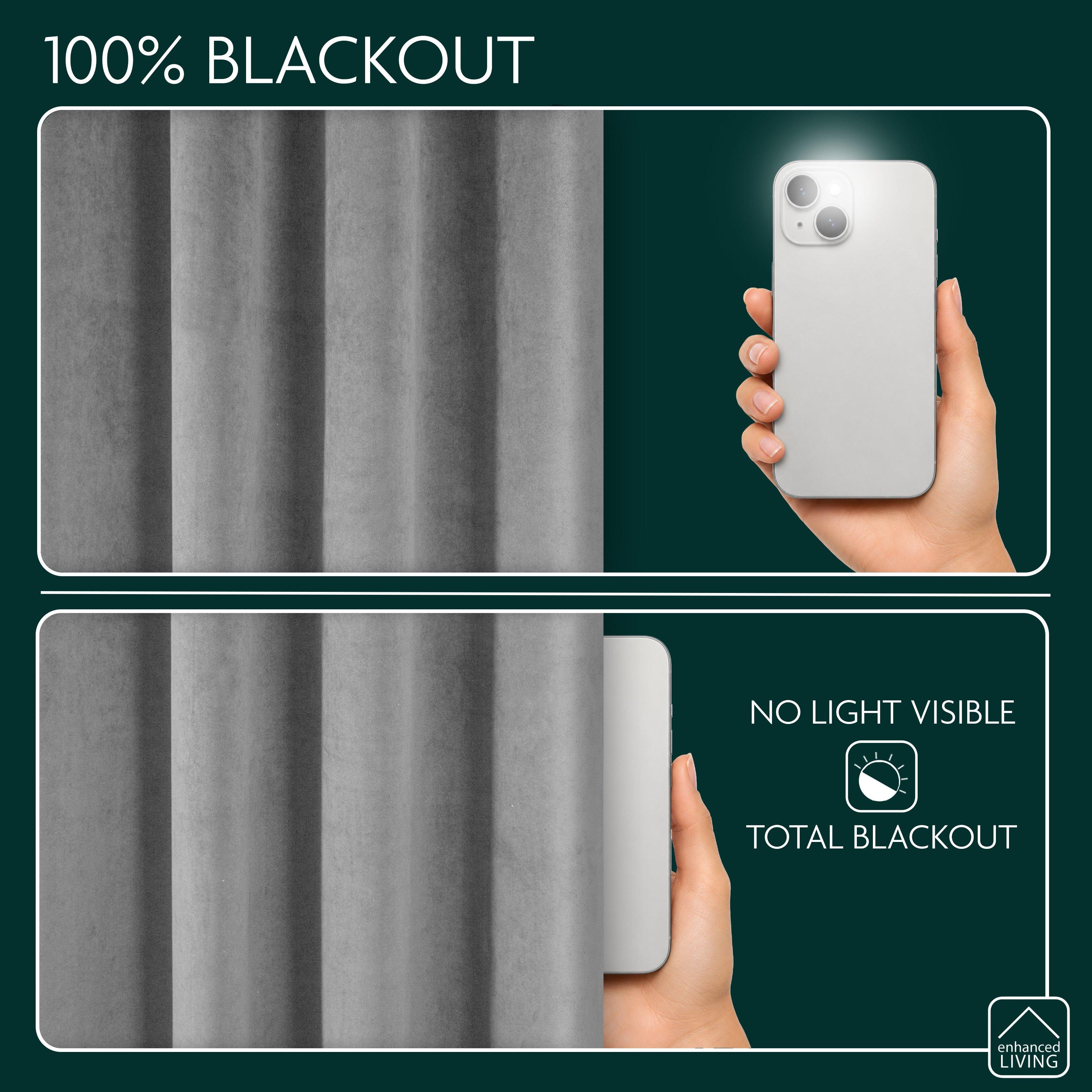 Grey - Enhanced Living - Oxford Velvet 100% Blackout Tape Top Door Curtain - 5