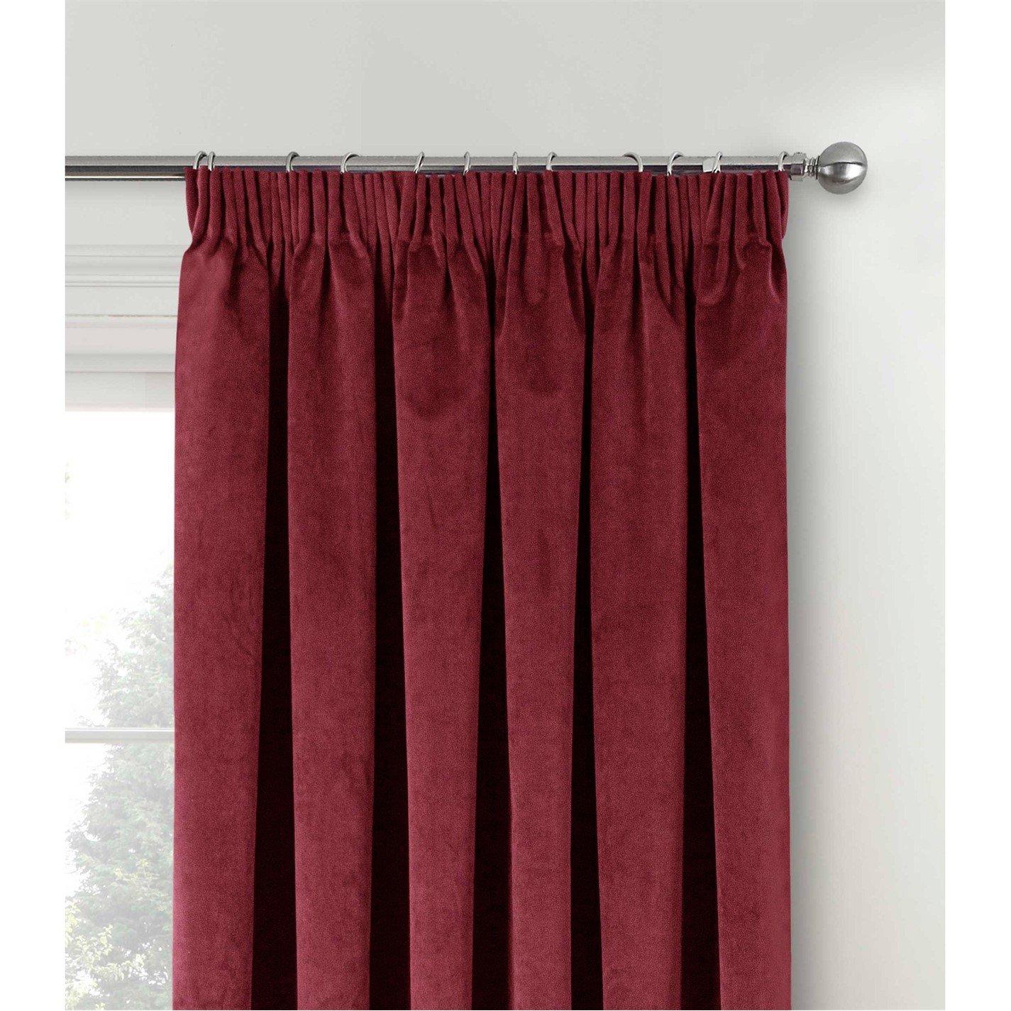 Red - Enhanced Living - Oxford Velvet 100% Blackout Tape Top Door Curtain - 2