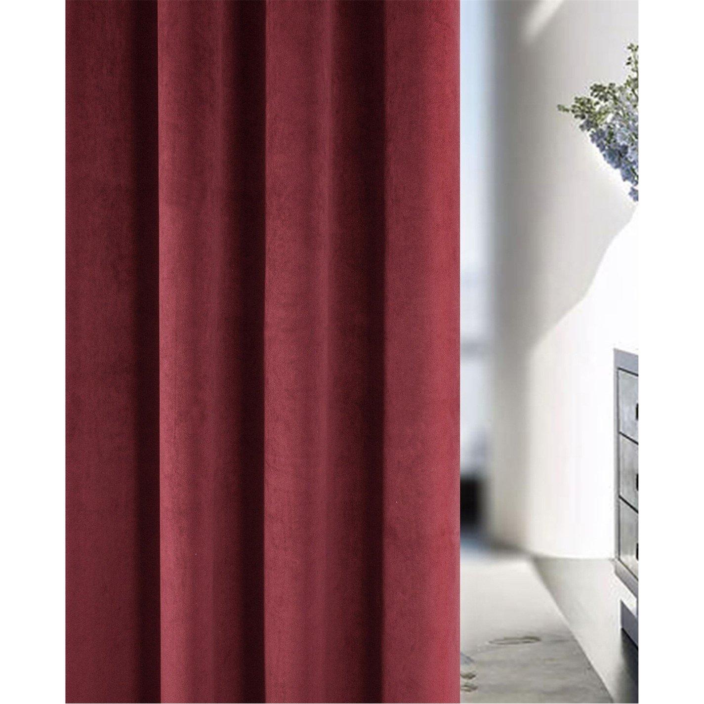 Red - Enhanced Living - Oxford Velvet 100% Blackout Tape Top Door Curtain - 3