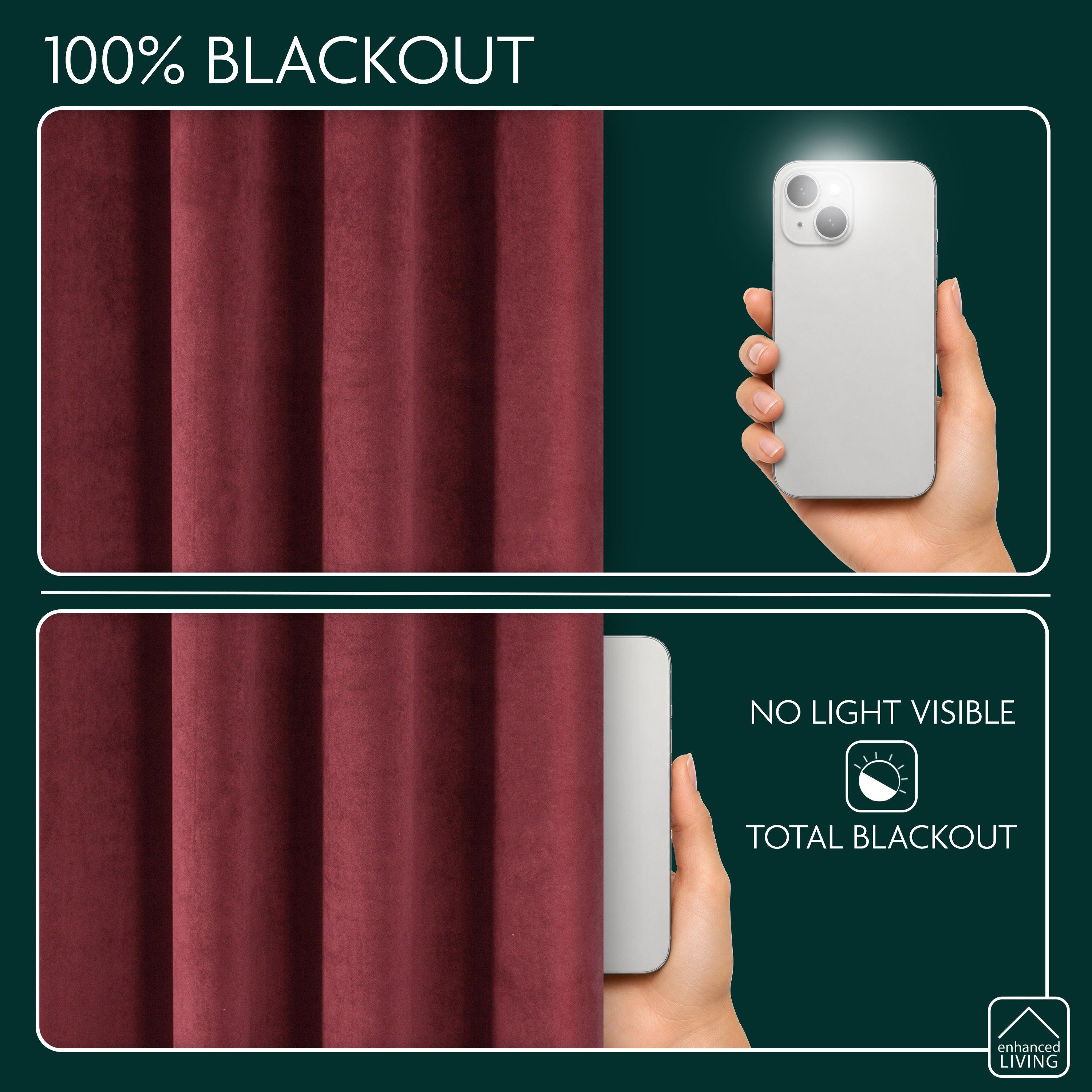 Red - Enhanced Living - Oxford Velvet 100% Blackout Tape Top Door Curtain - 5