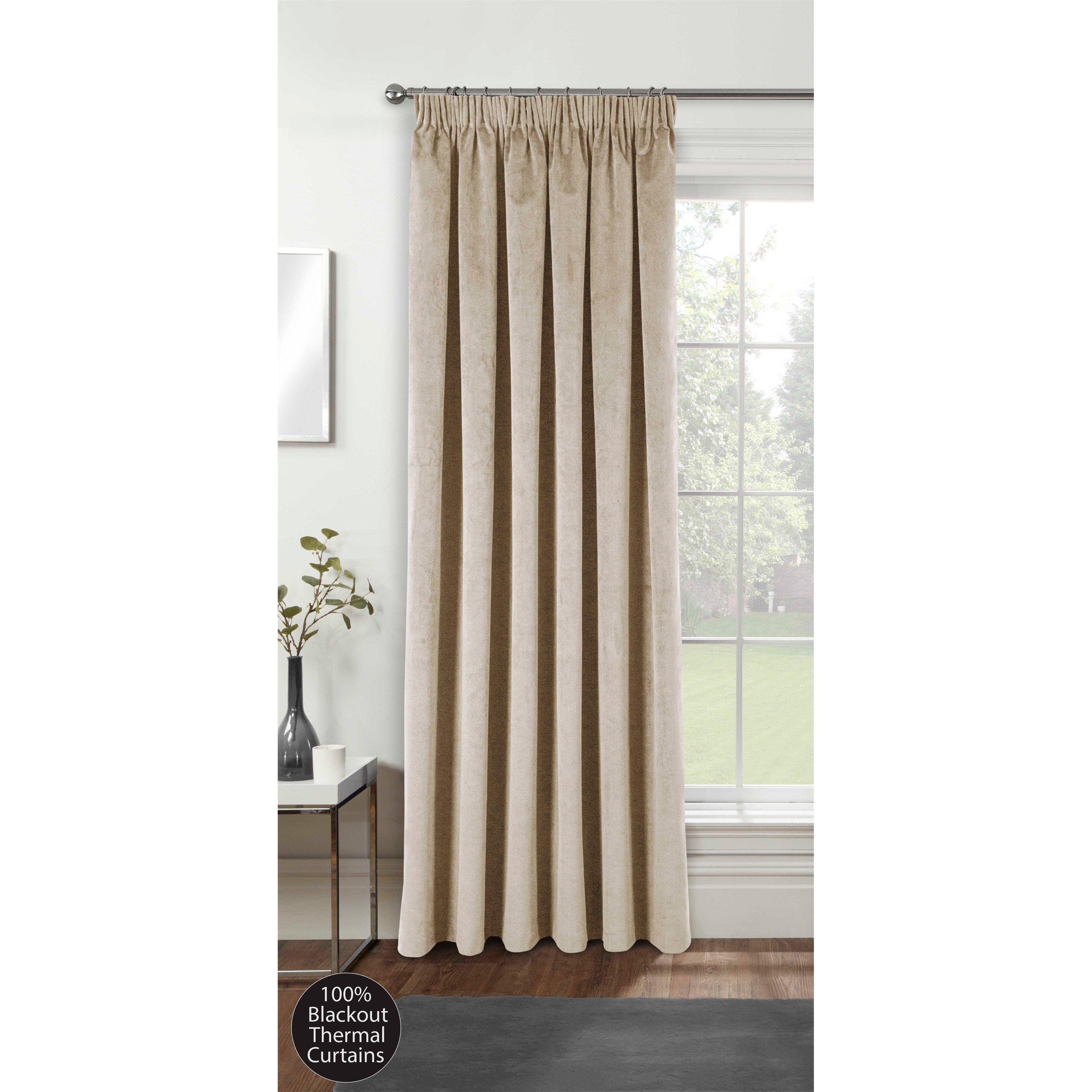 Cream - Enhanced Living - Oxford Velvet 100% Blackout Tape Top Door Curtain - 1