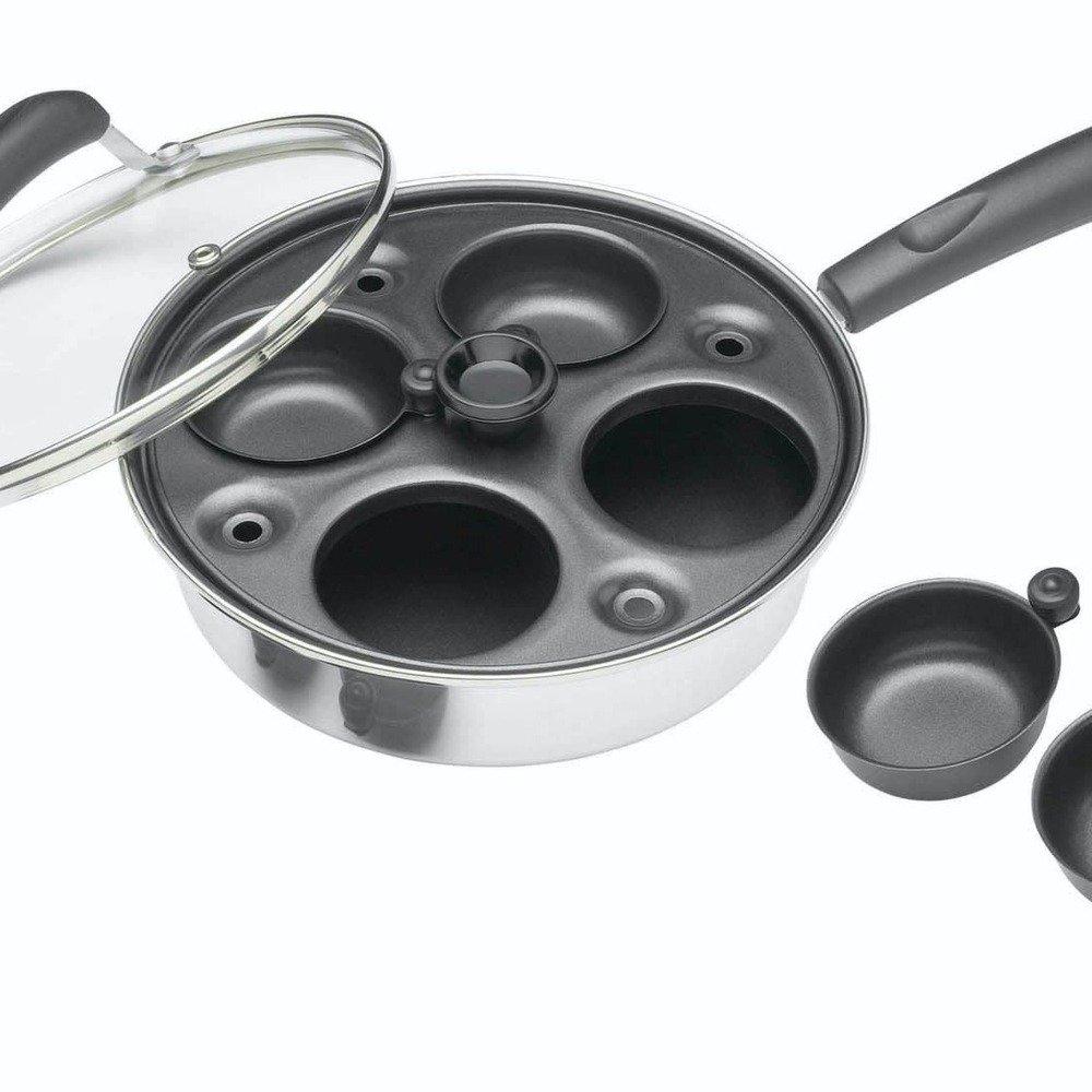 Kitchencraft  Aluminium Egg Poacher - Black - 4 Hole