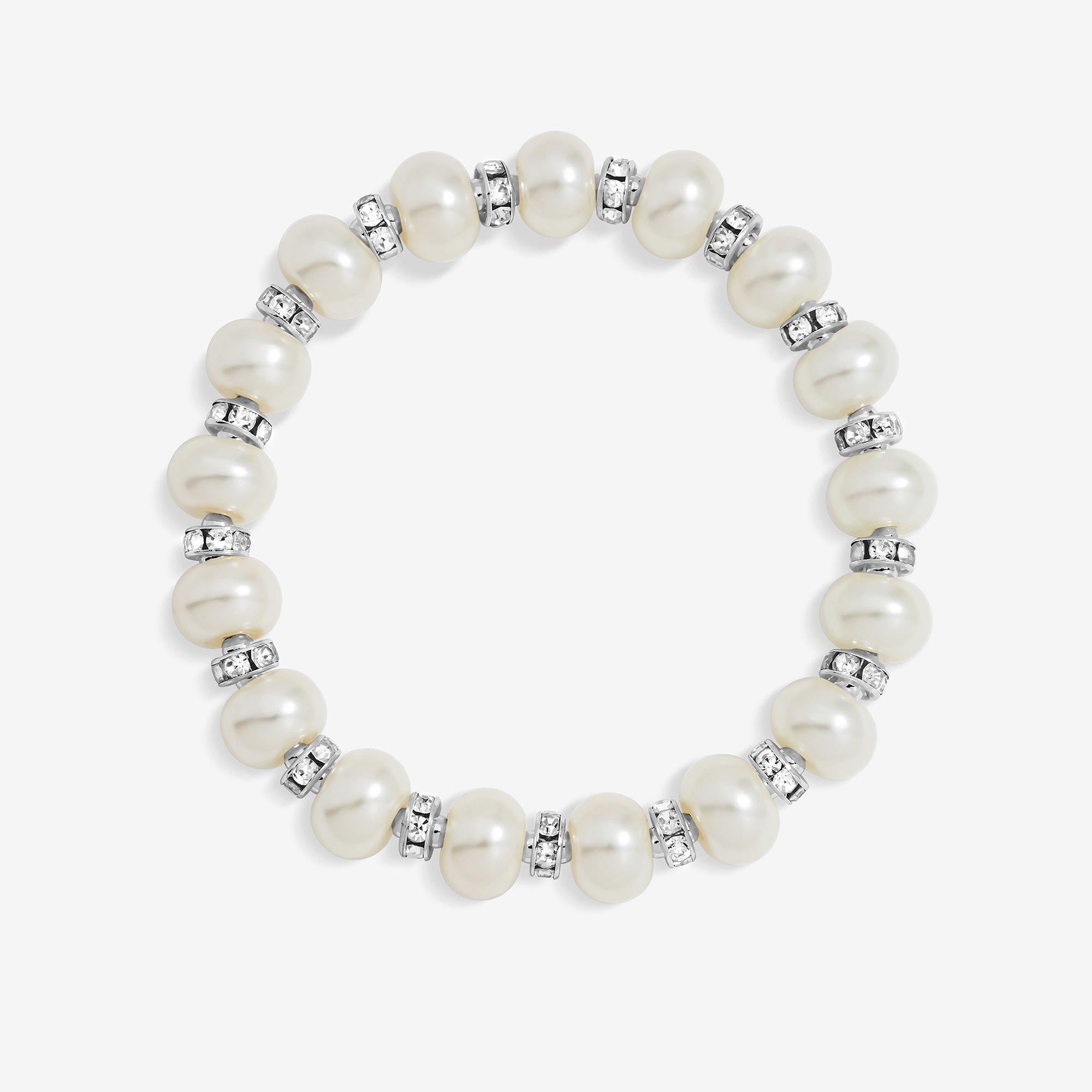 Silver - Jon Richard - Silver Plated and Pave Pearl Stretch Bracelet