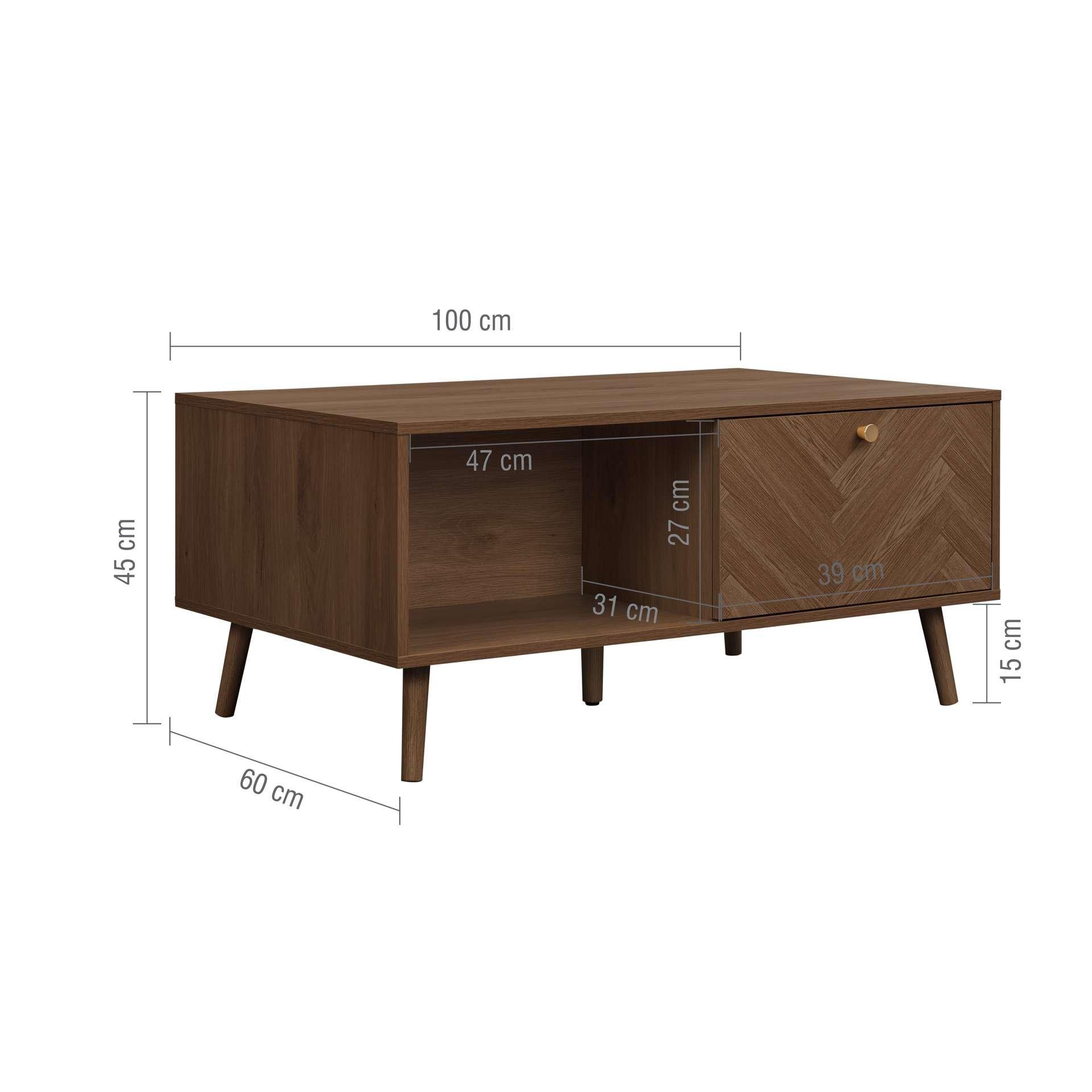 Brown - Birlea - Herringford 1 Drawer Coffee Table - 13