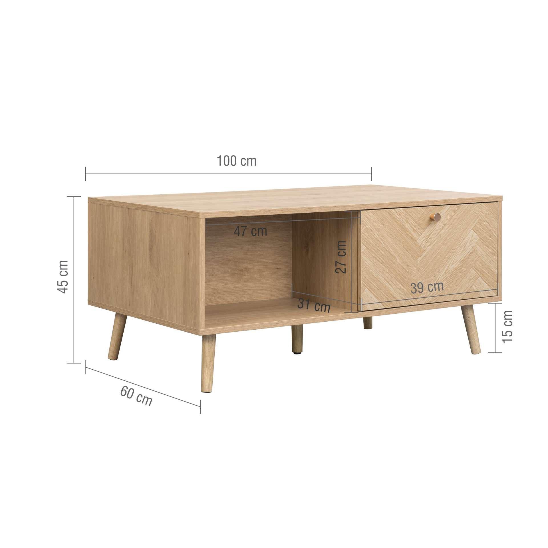 Nude - Birlea - Herringford 1 Drawer Coffee Table - 14