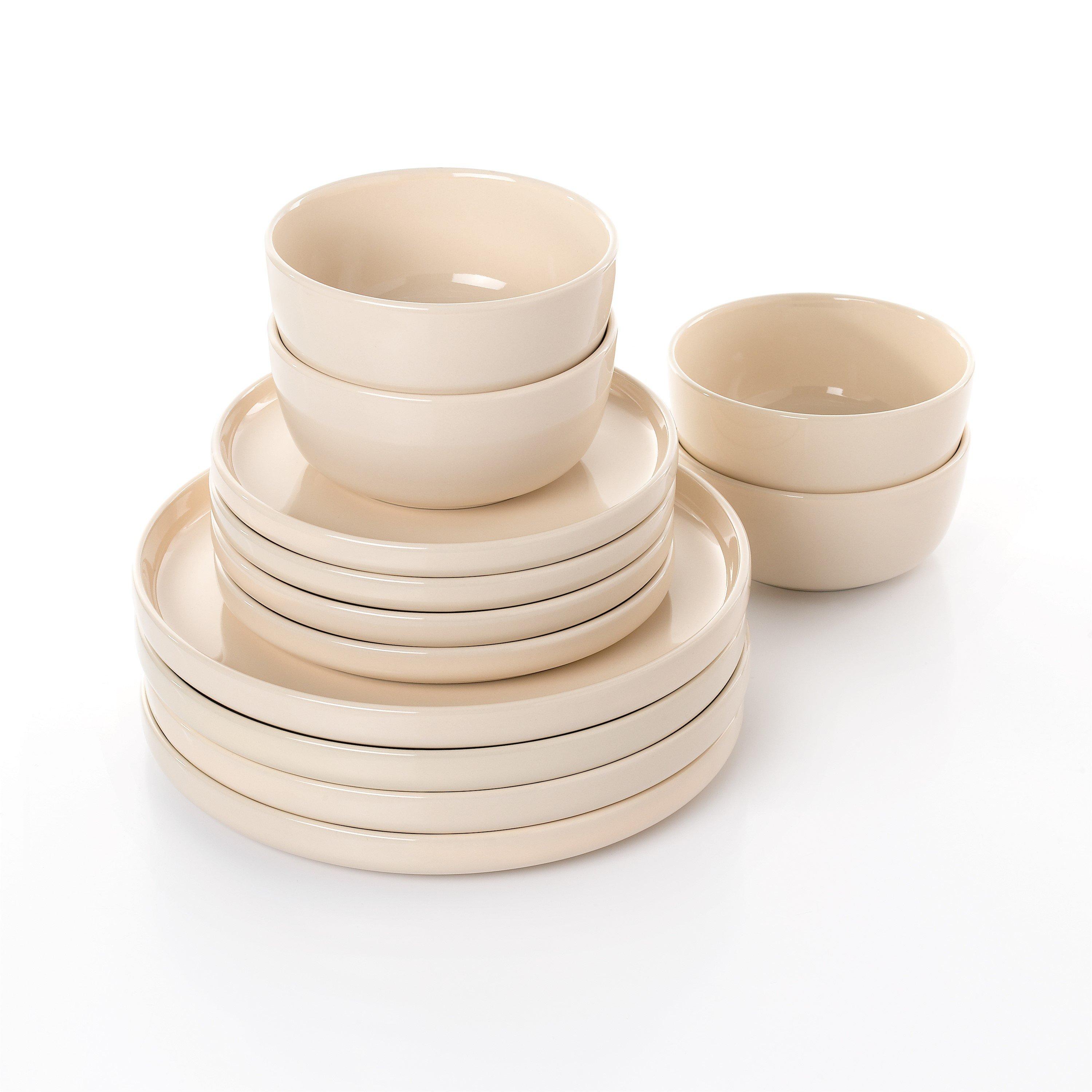 Waterside  12Pc Lipped Dinner Set Cream