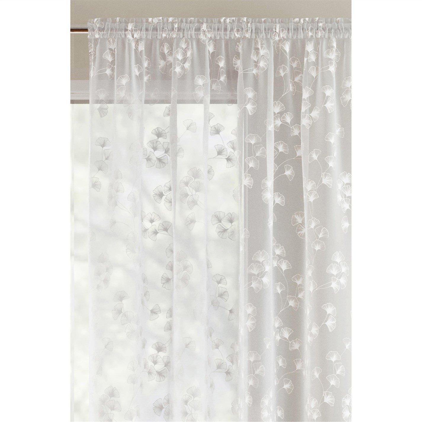 White - Enhanced Living - Delila Leaf Print Voile Panel - Pair - 2
