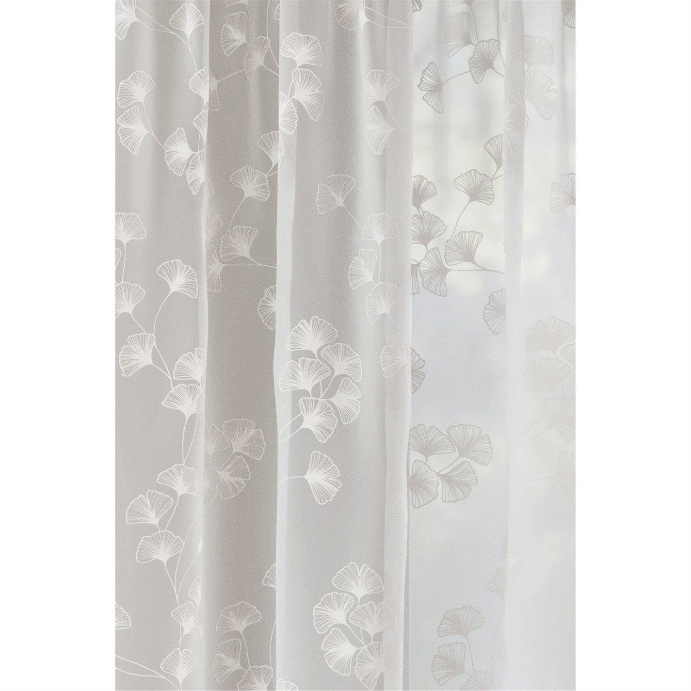 White - Enhanced Living - Delila Leaf Print Voile Panel - Pair - 3