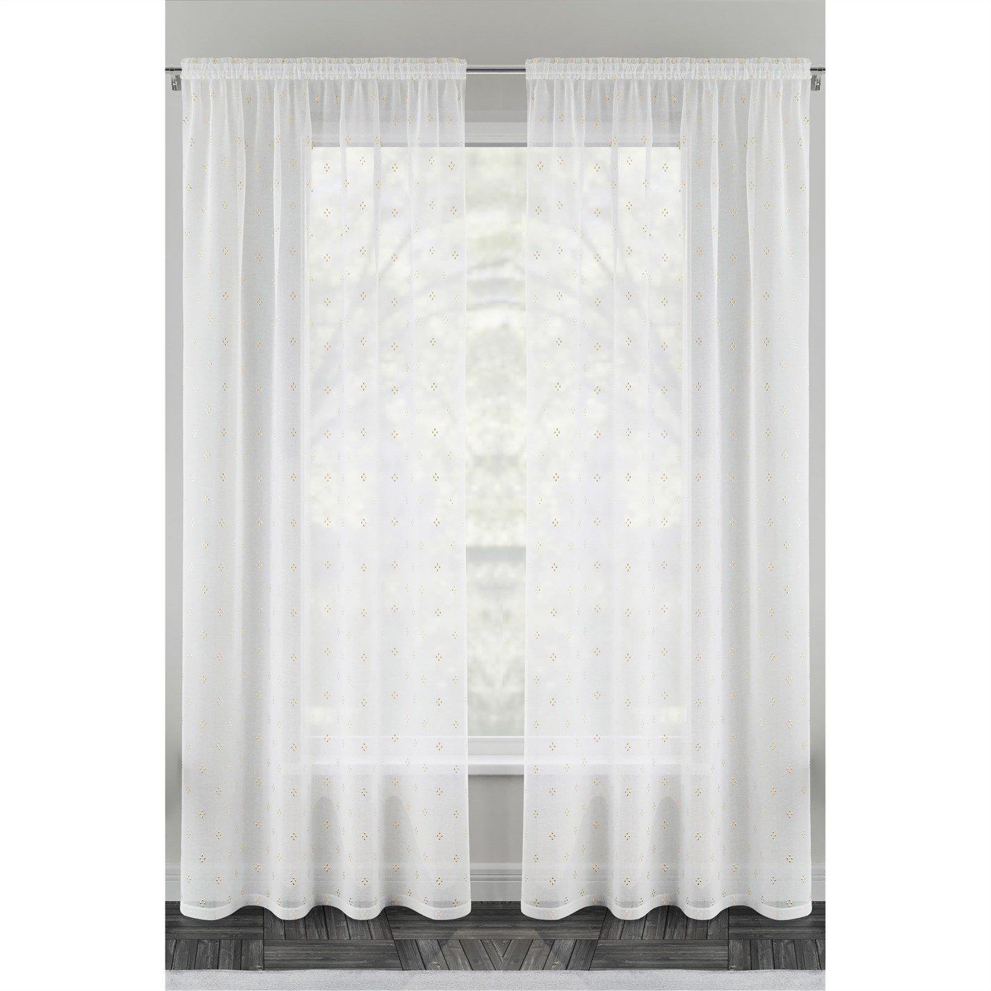 Tyrone Textiles  Destiny Metallic Diamond Print Voile Panel - Pair - Gold - 145x183cm