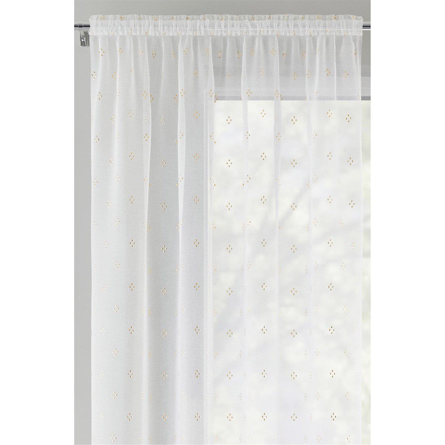 Gold - Tyrone Textiles - Destiny Metallic Diamond Print Voile Panel - Pair - 2