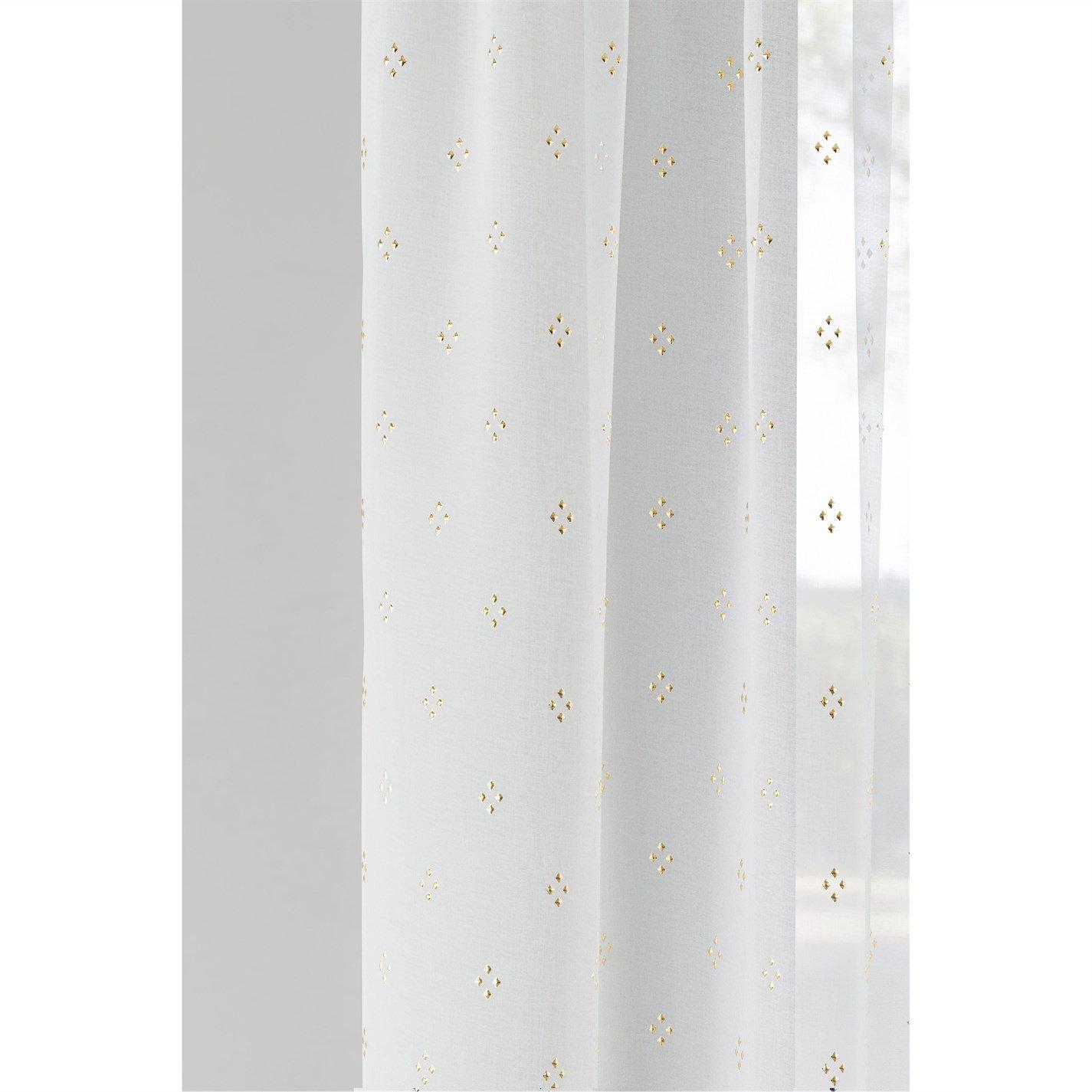 Gold - Tyrone Textiles - Destiny Metallic Diamond Print Voile Panel - Pair - 3