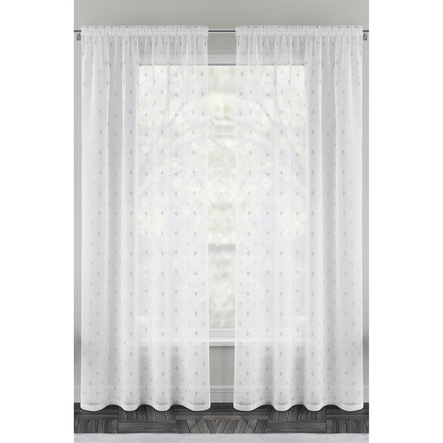 Tyrone Textiles  Destiny Metallic Diamond Print Voile Panel - Pair - Silver - 145x229cm