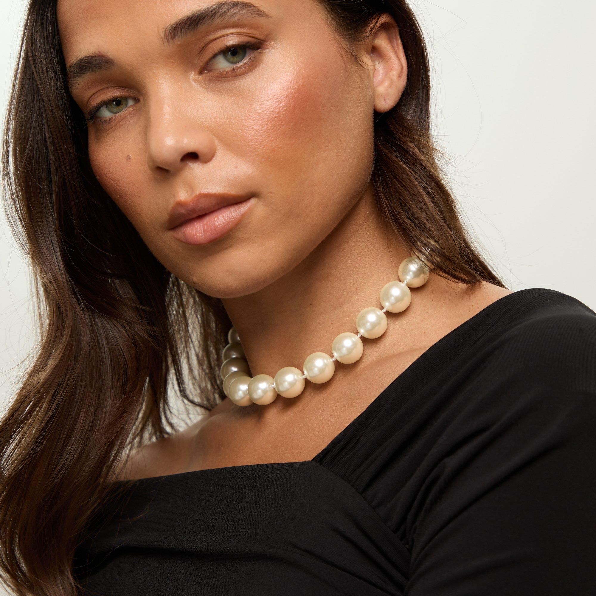 Gold - Jon Richard - Gold Plated Cream Pearl Statement Necklace - 2