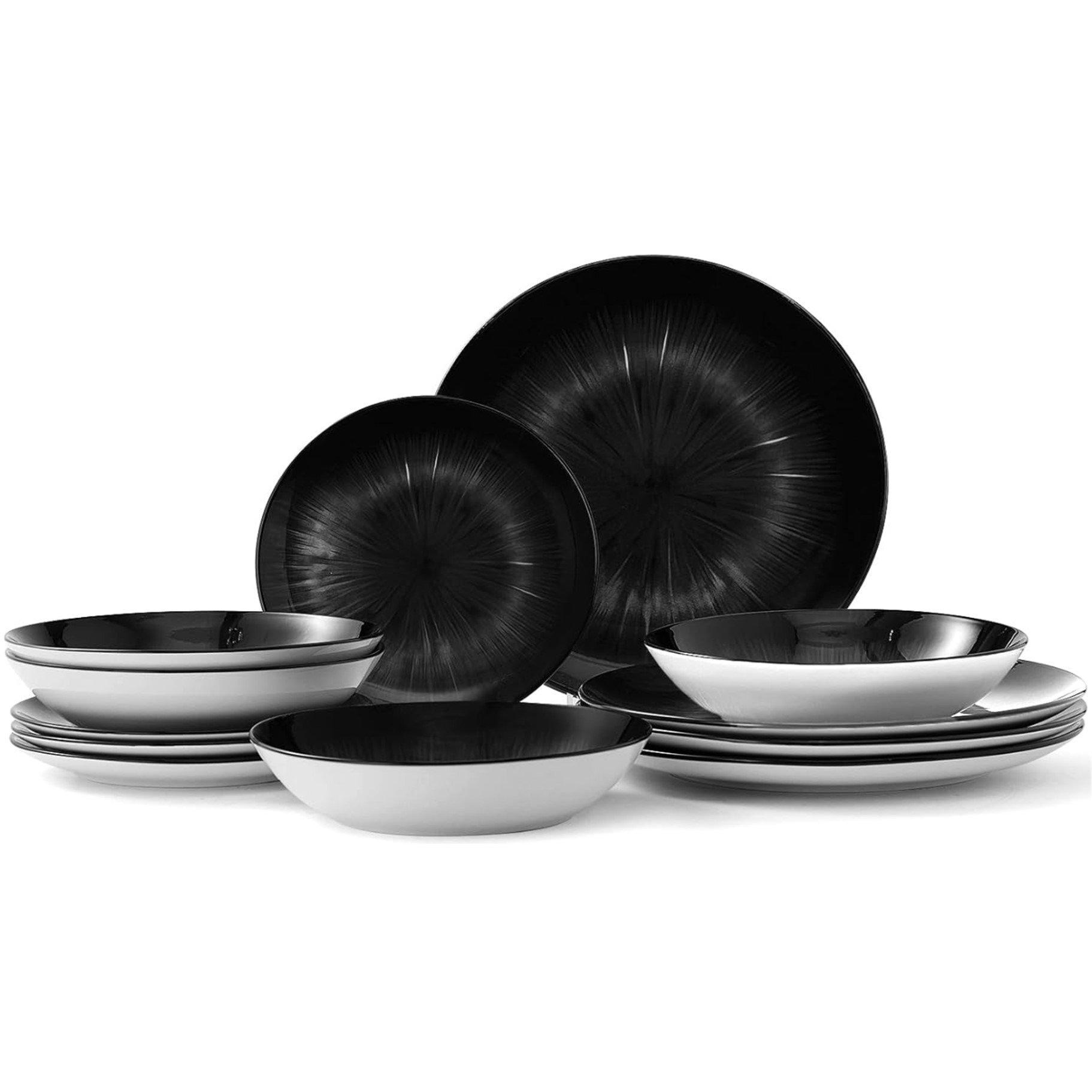 Black - Waterside - 12pc Black Star 2tone Dinner Set - 1