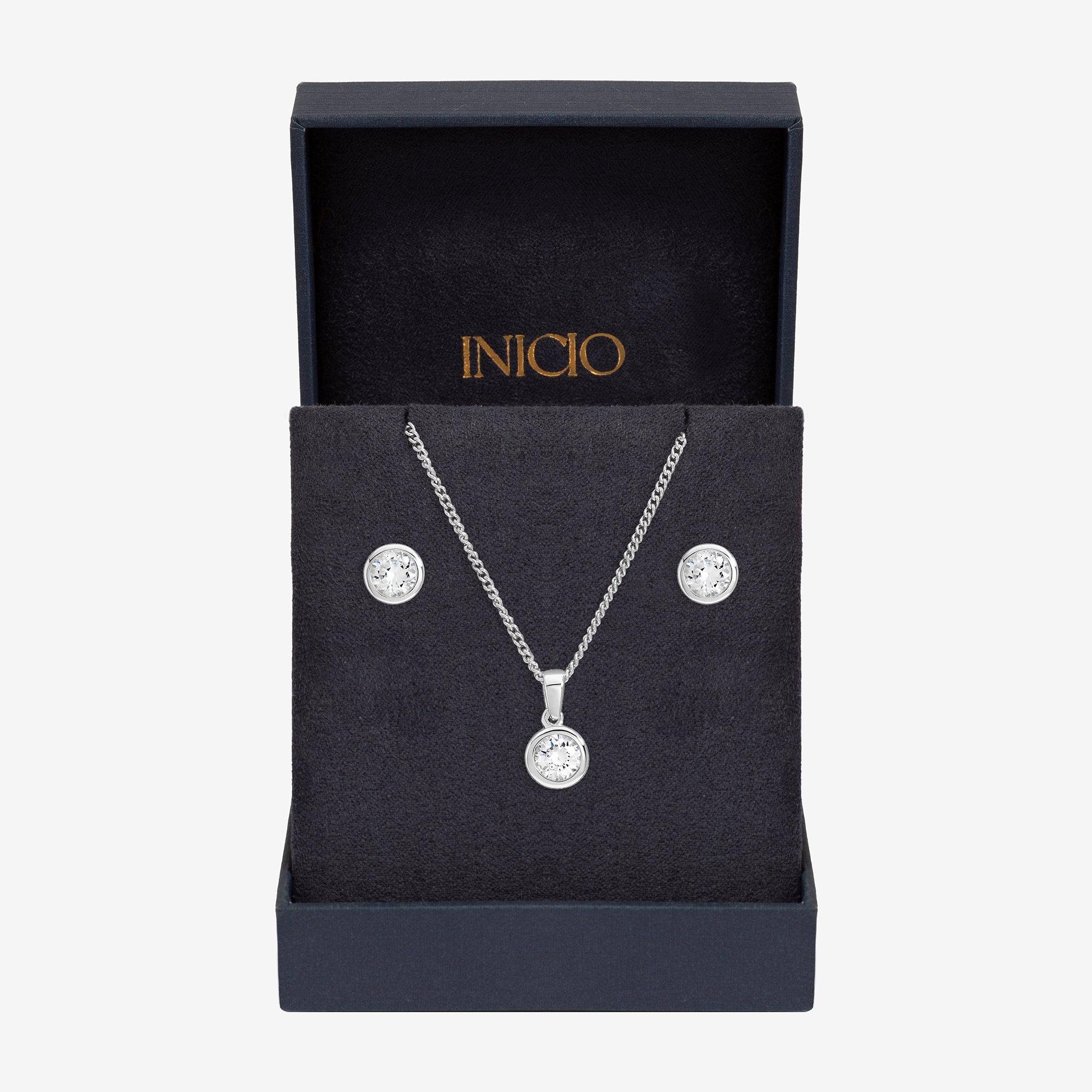Inicio Women's Sterling Plated Cz Bezel Set - Gift Box Silver