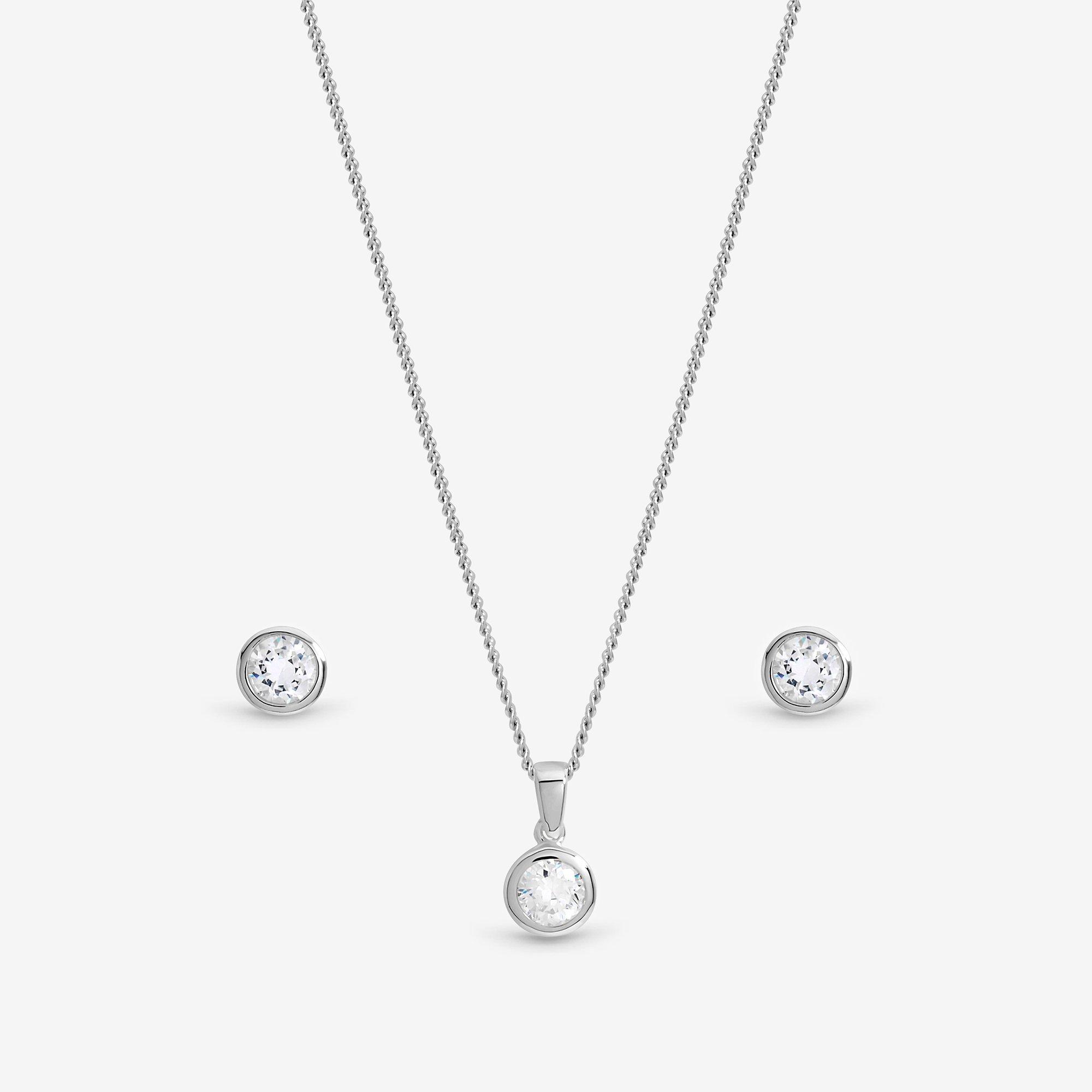 Silver - Inicio - Sterling Silver Plated CZ Bezel Set - Gift Box - 2