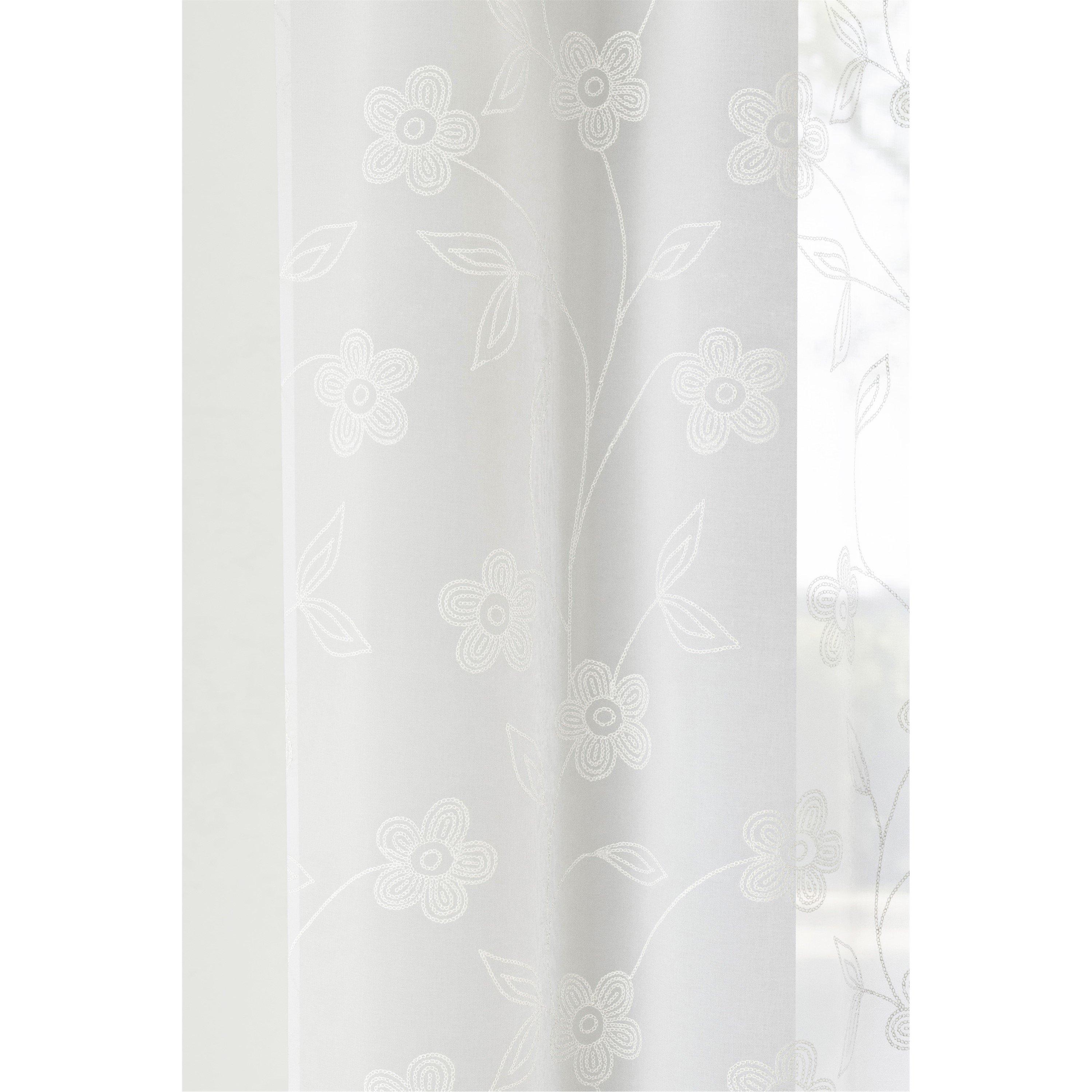 White - Tyrone Textiles - Sienna Floral Print Voile Panel - Pair - 3