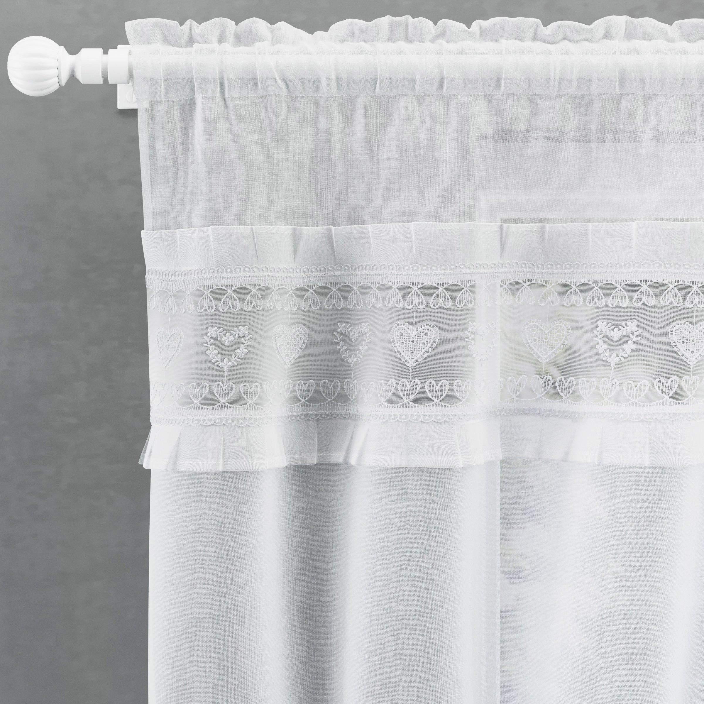 White - Enhanced Living - Lucy Embroidery Heart with Frill Edge and Tie Back - 2