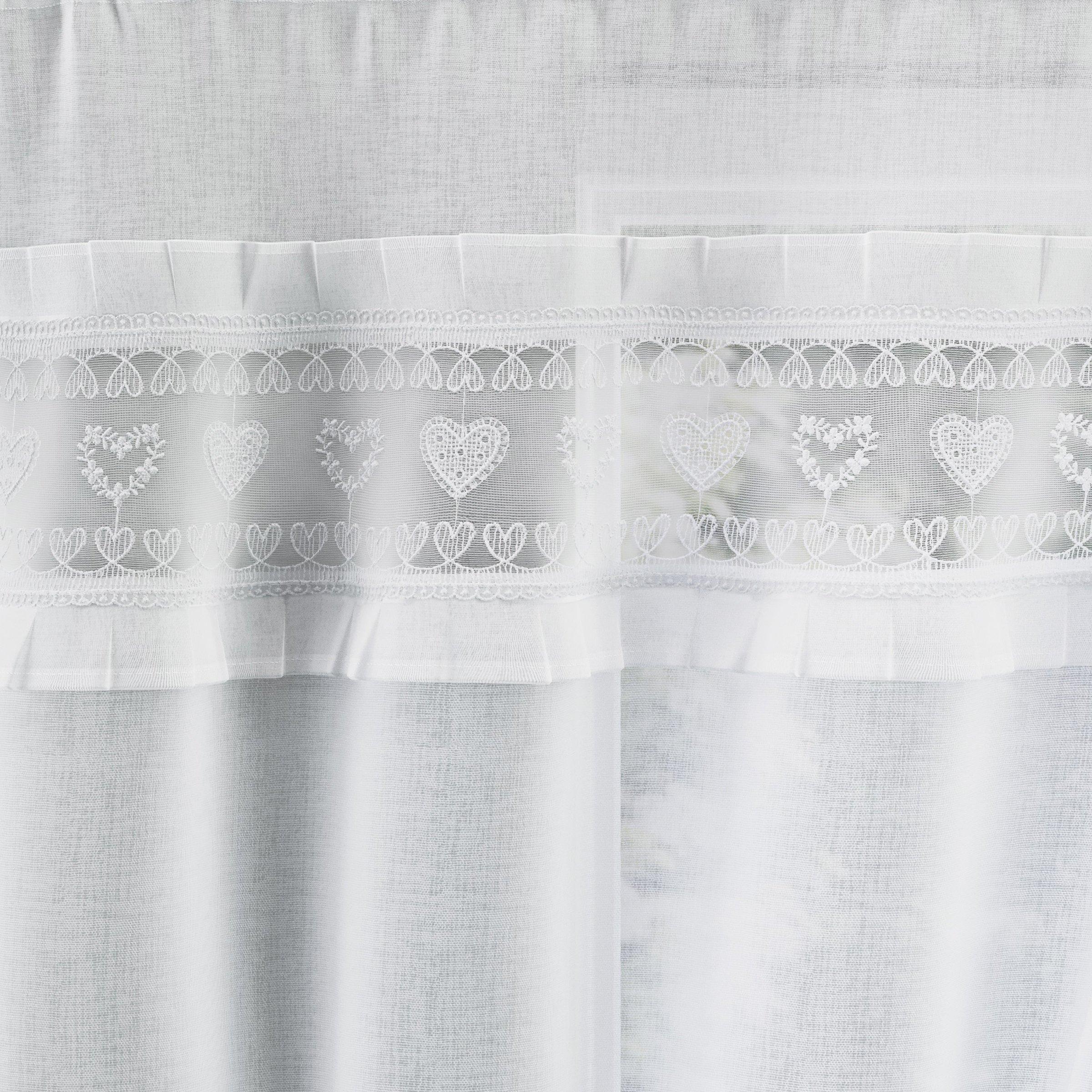 White - Enhanced Living - Lucy Embroidery Heart with Frill Edge and Tie Back - 3