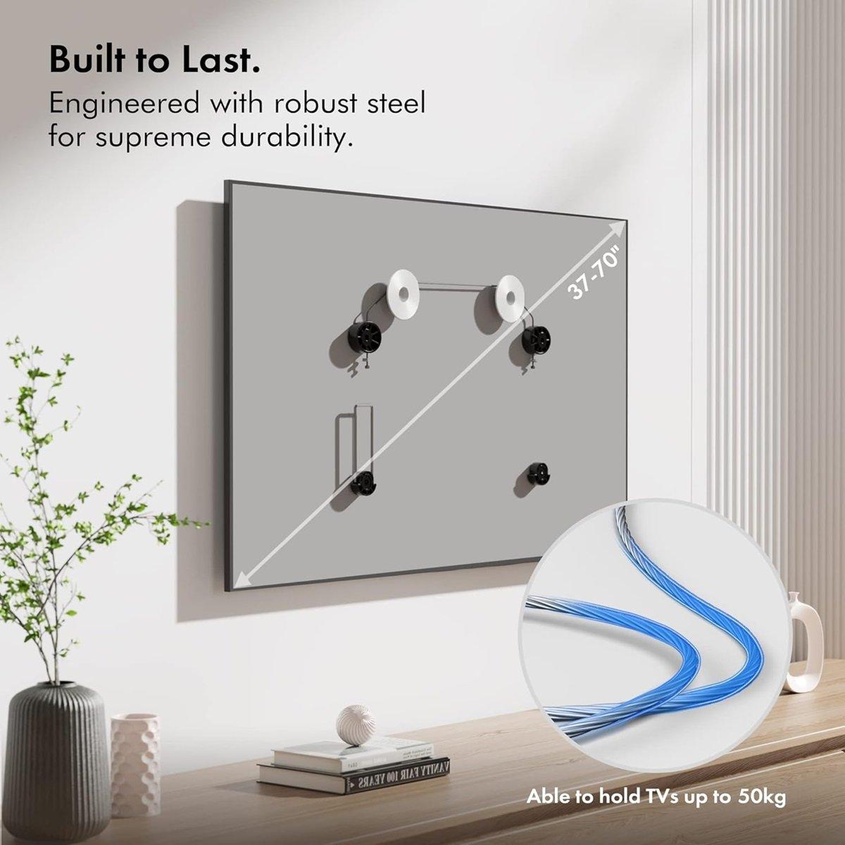 Black - VonHaus - 37-70 inch Flat-to-Wall TV Bracket - 3