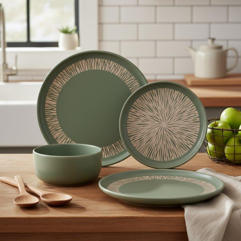 Green - Waterside - 12pc Aura Green Dinner Set - 3