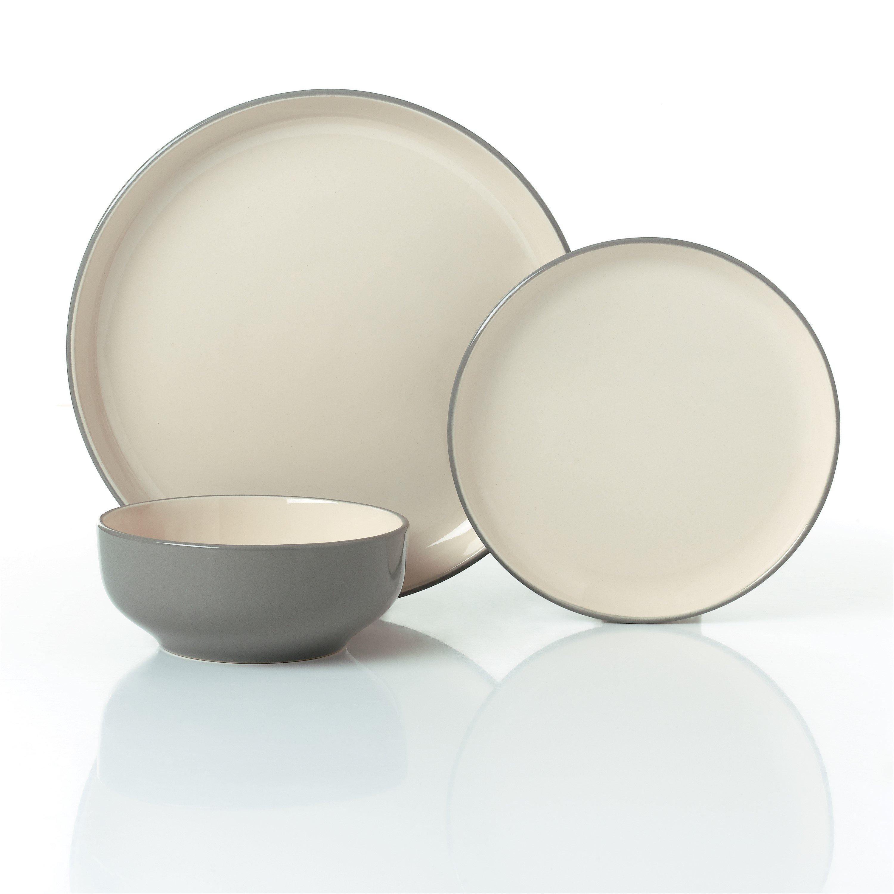 Grey - Waterside - 12pc Grey 2tone Dinner Set - 1