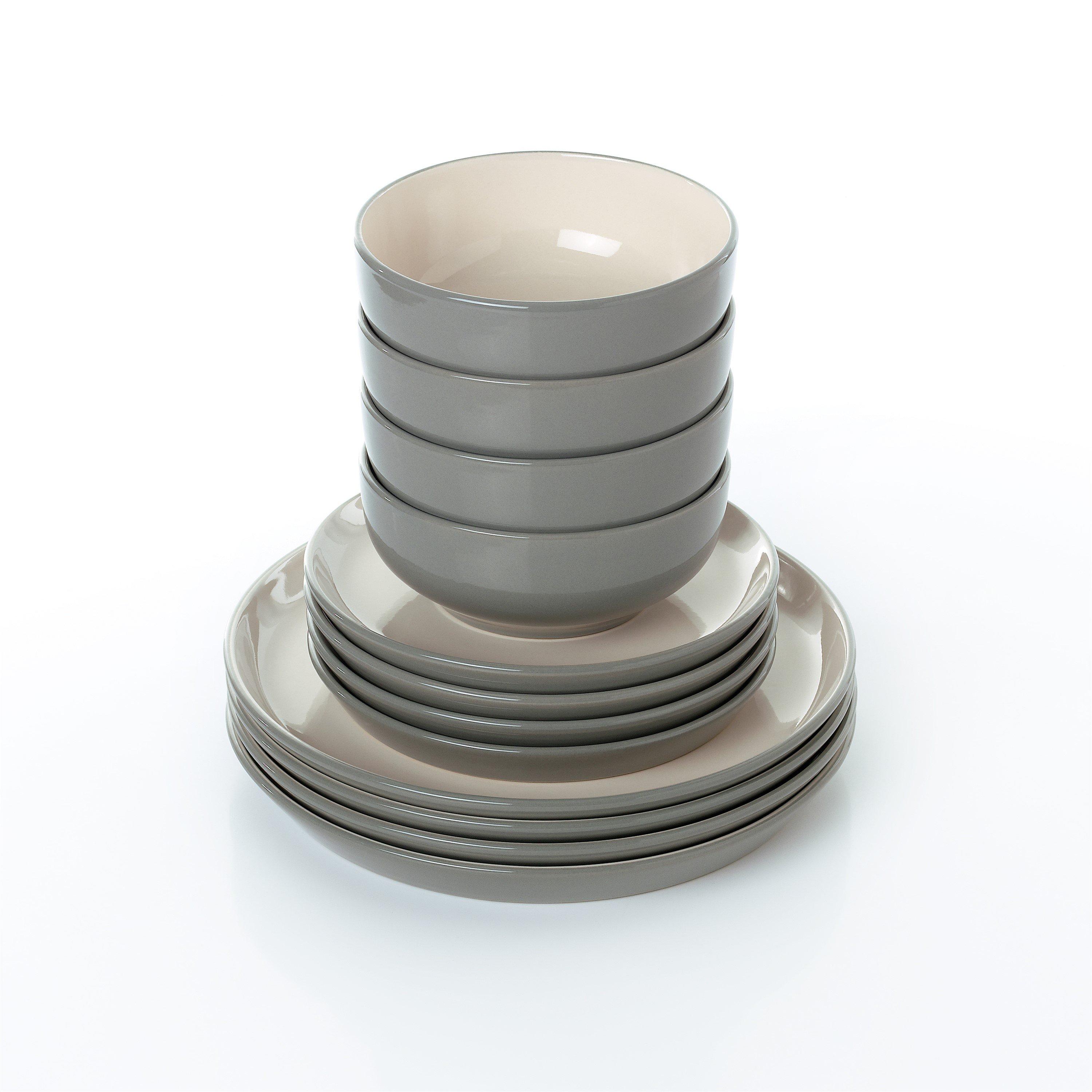 Grey - Waterside - 12pc Grey 2tone Dinner Set - 3