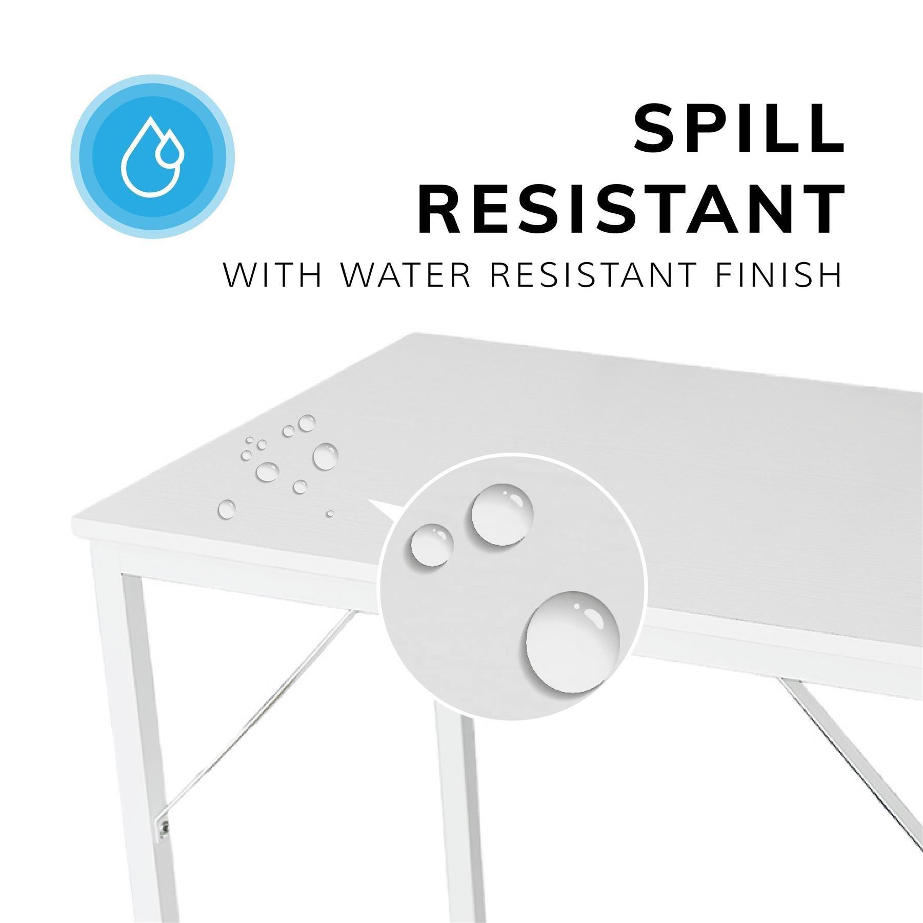 White - House of Home - White Computer Desk Metal Frame - 3