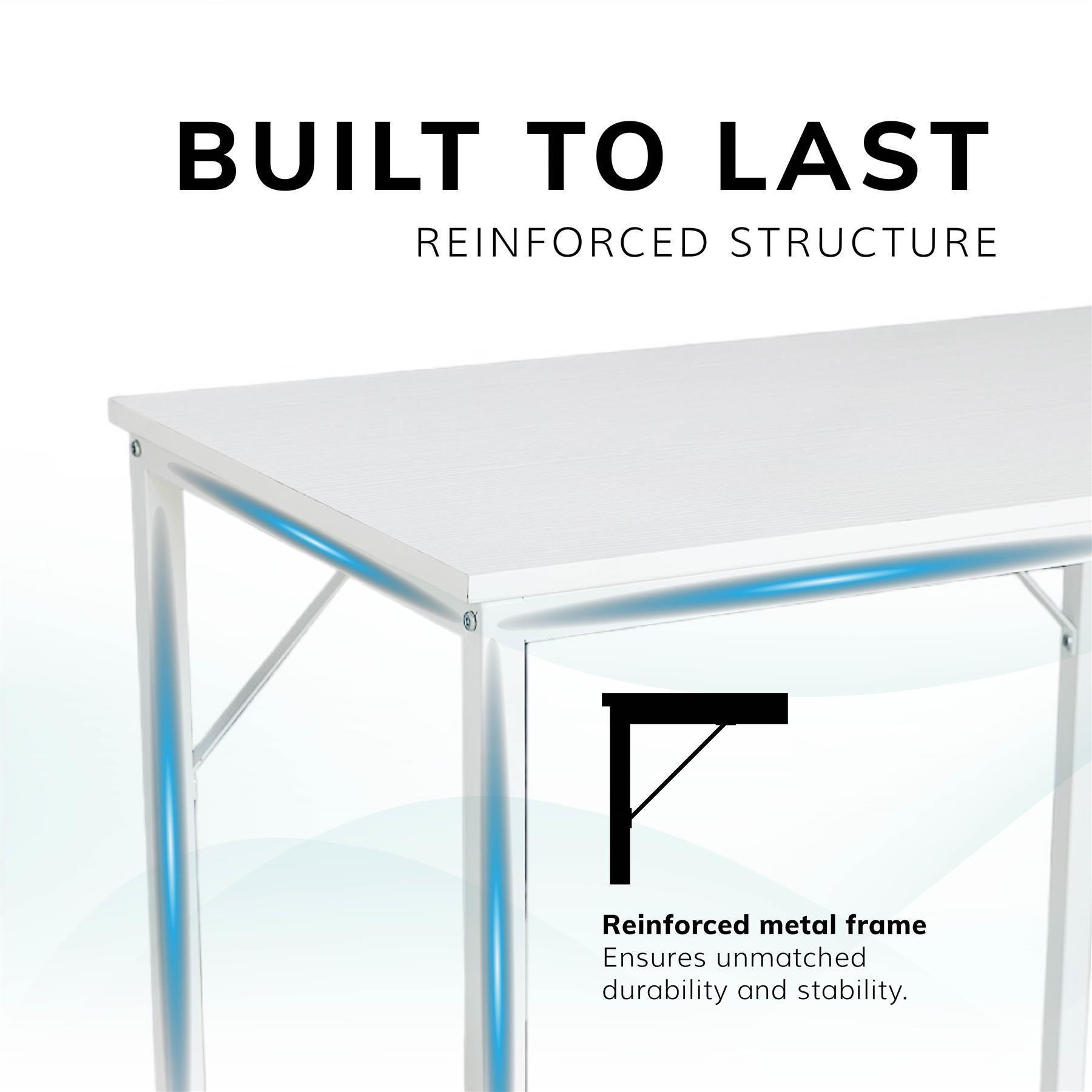 White - House of Home - White Computer Desk Metal Frame - 4