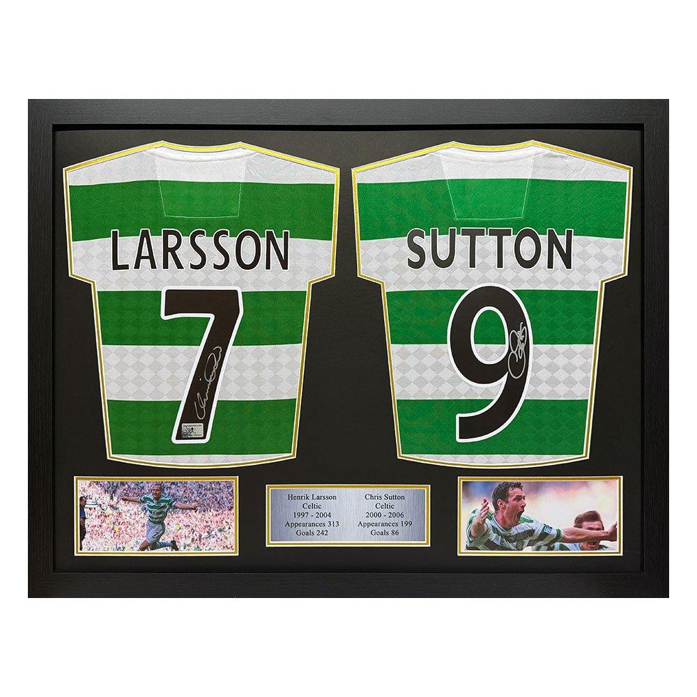 Green - AllStarSignings Ltd - Henrik Larsson & Chris Sutton Double Signed Framed - 1