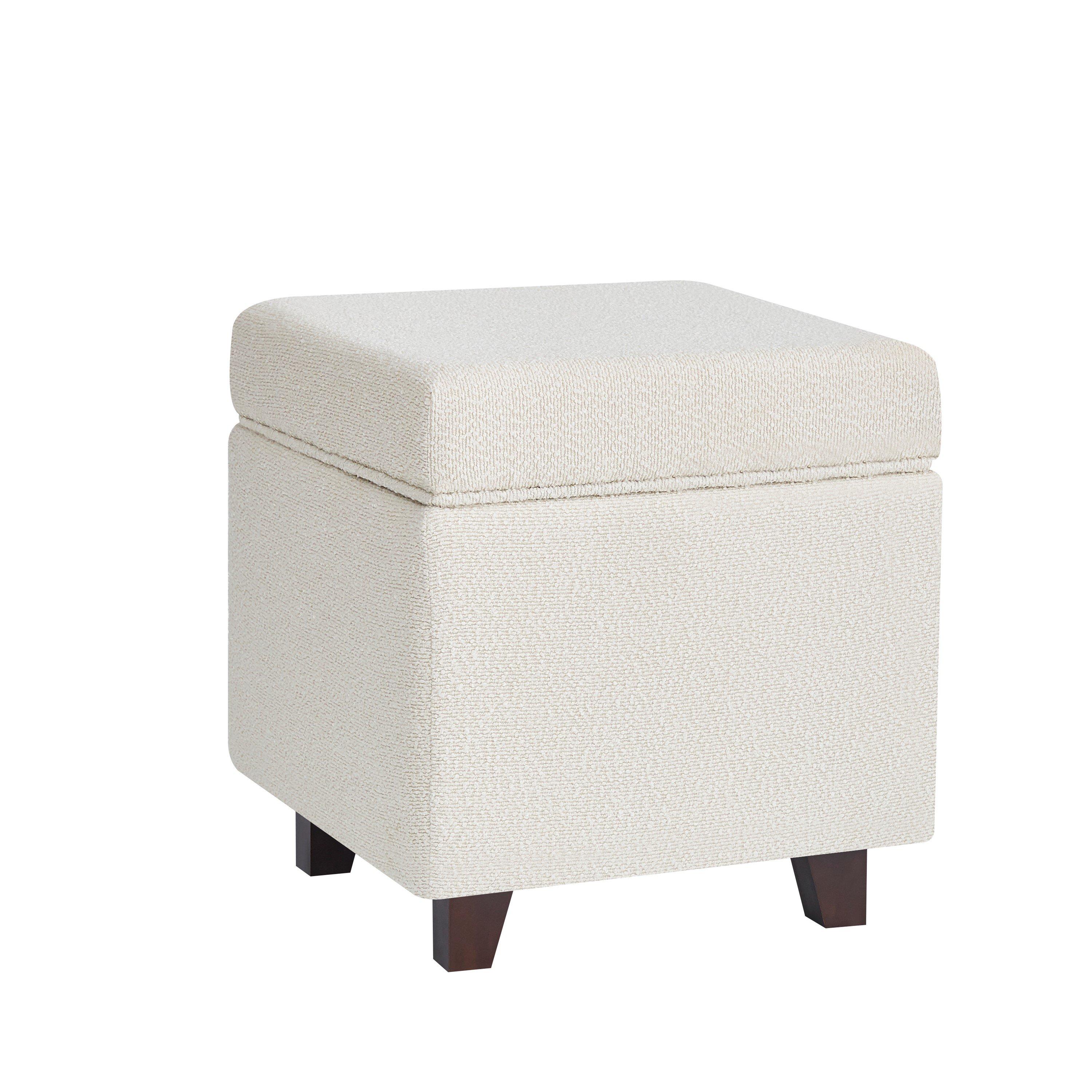 Cream - Alan Symonds - Cambridge Boucle Square Storage Ottoman Footstool - 1