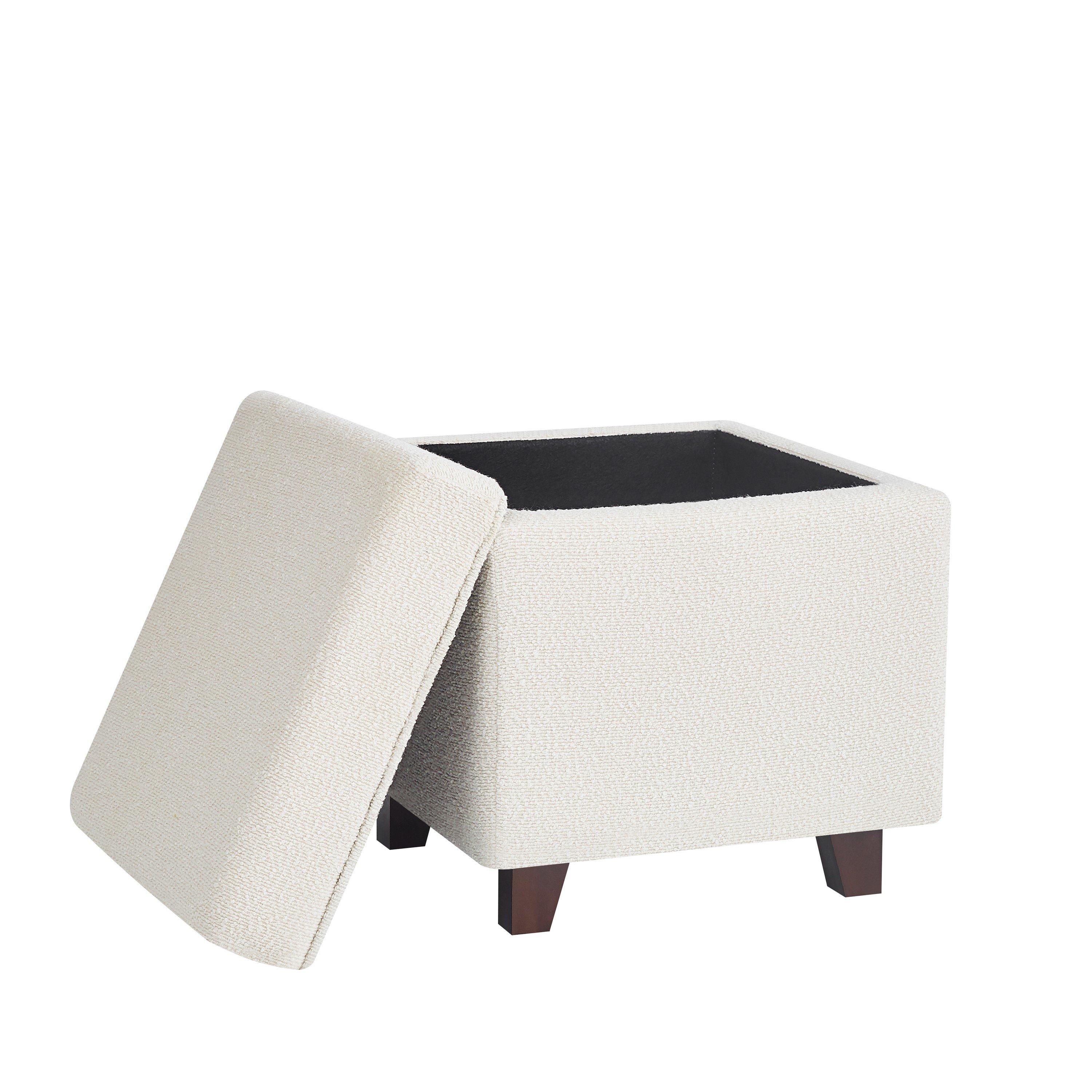 Cream - Alan Symonds - Cambridge Boucle Square Storage Ottoman Footstool - 2