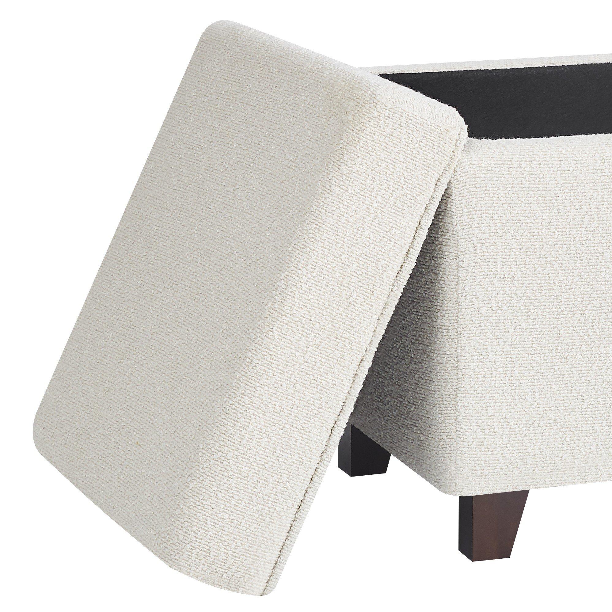 Cream - Alan Symonds - Cambridge Boucle Square Storage Ottoman Footstool - 4