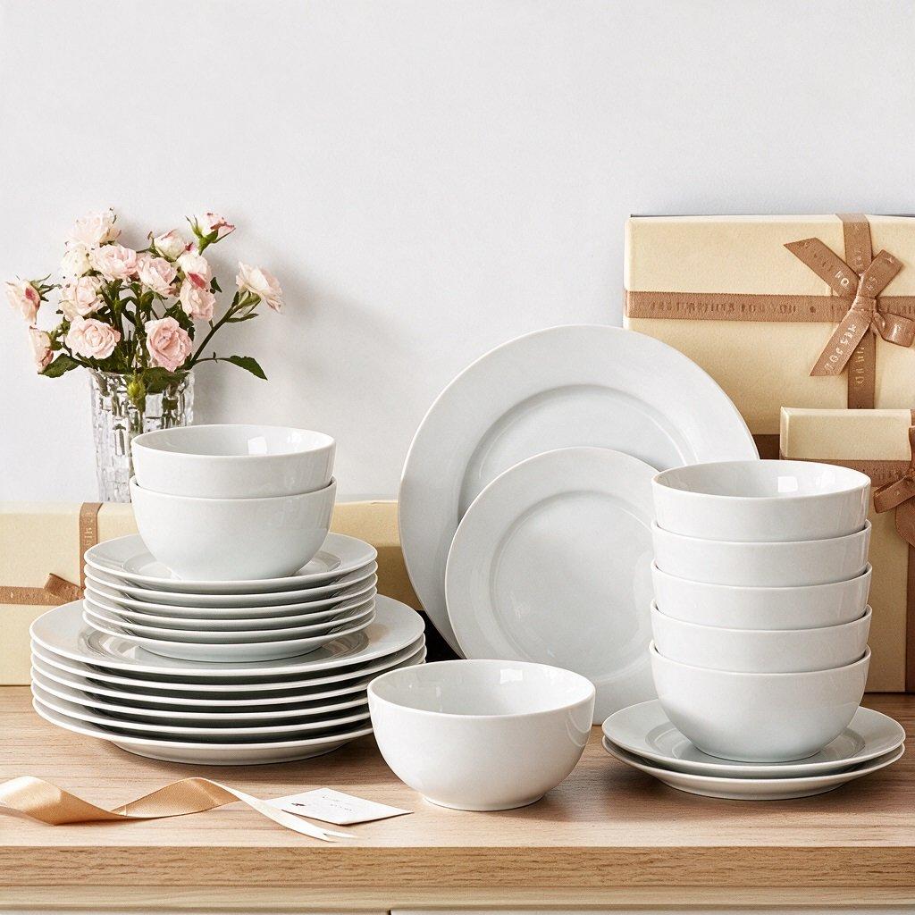 White - Waterside - 24pc Rimmed Dinner Set - 1