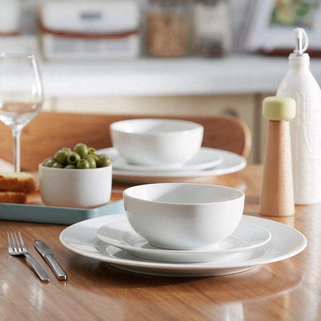 White - Waterside - 24pc Rimmed Dinner Set - 2