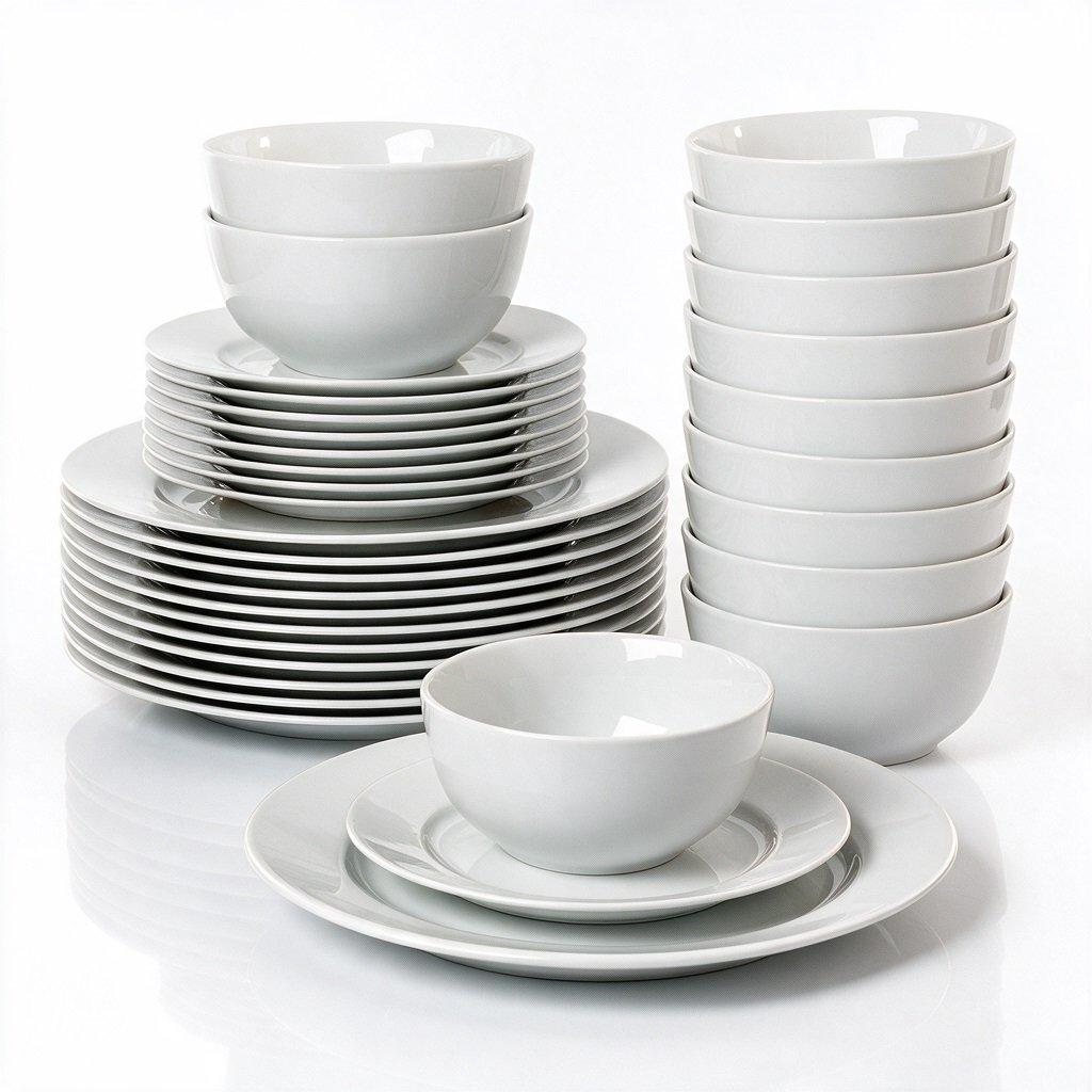 White - Waterside - 24pc Rimmed Dinner Set - 3