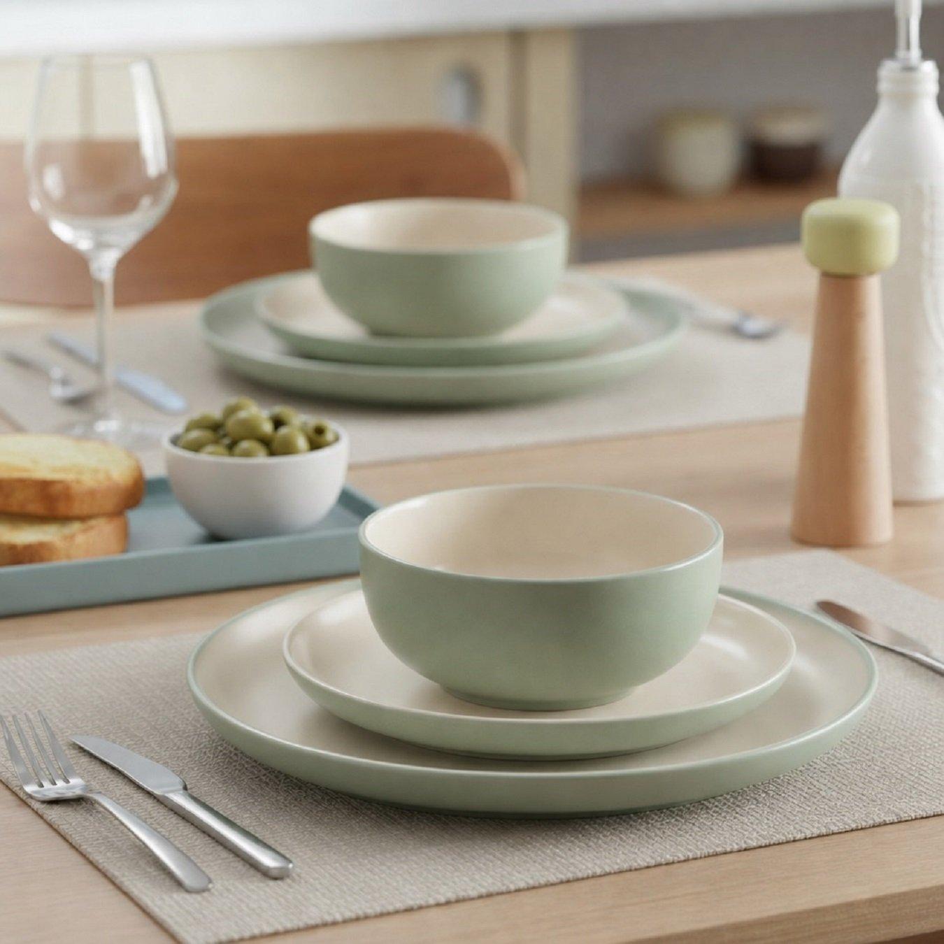 Green - Waterside - 12pc Green 2tone Dinner Set - 3