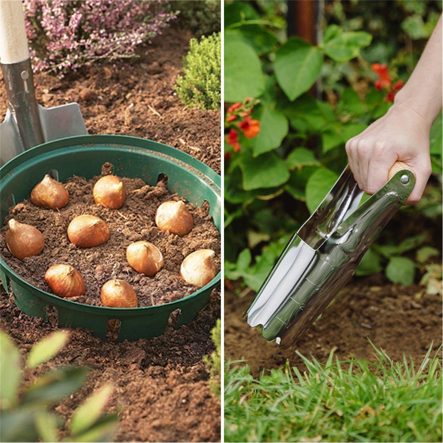 Green - YouGarden - Bulb Baskets 26cm x 3 and Bulb Planter - 1