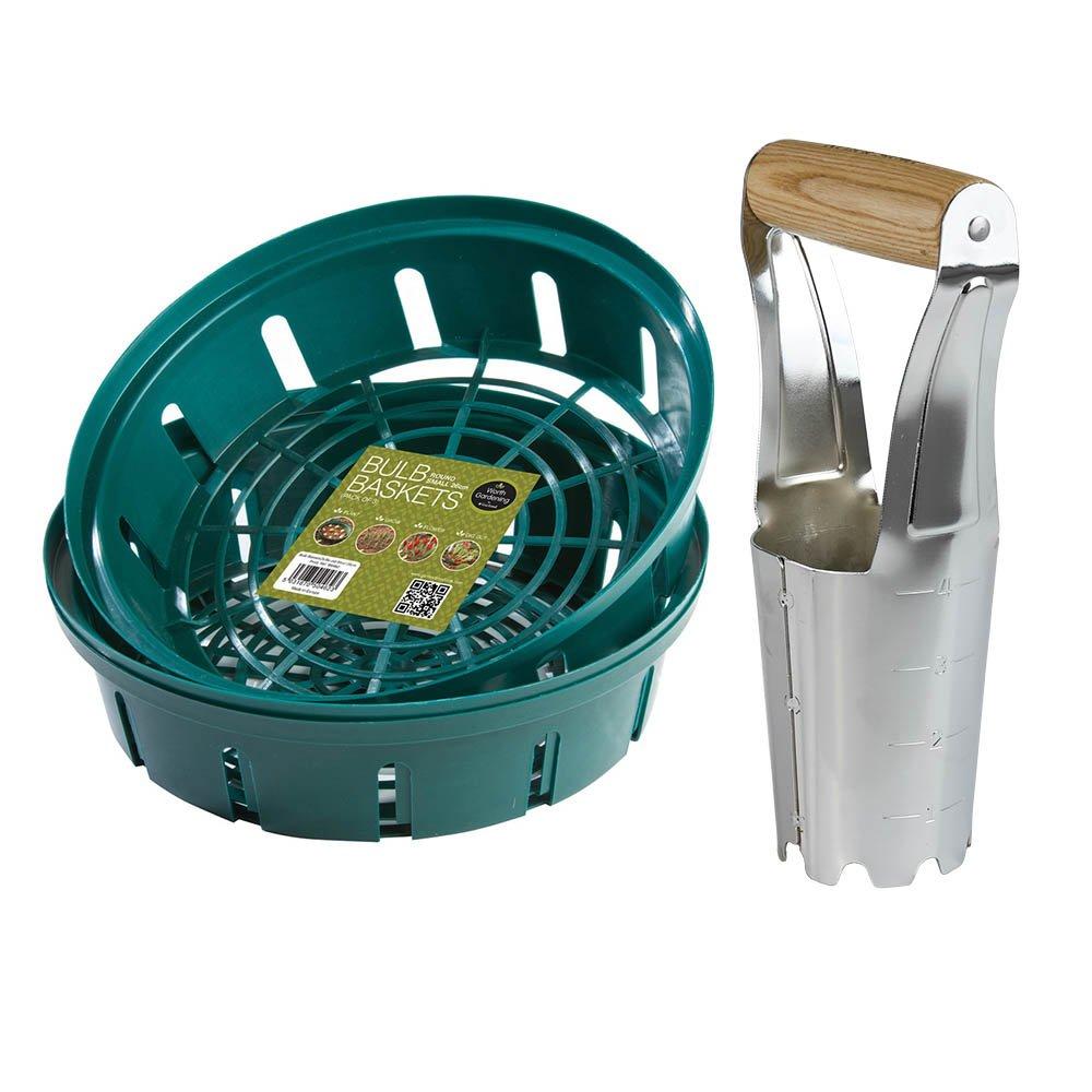 Green - YouGarden - Bulb Baskets 26cm x 3 and Bulb Planter - 4