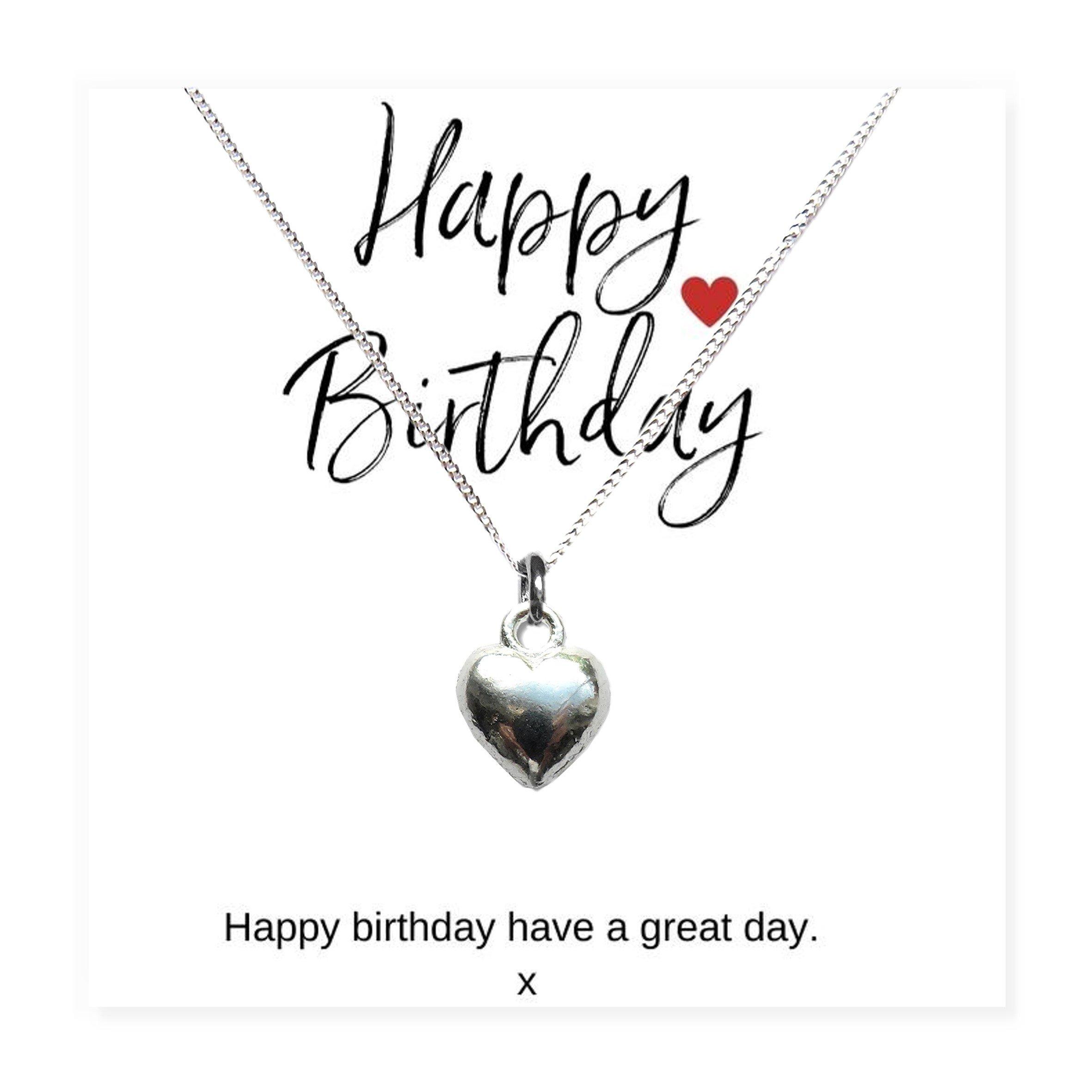 Silver - Aye Do - Happy Birthday Heart Charm Necklace & Gift Card - 2