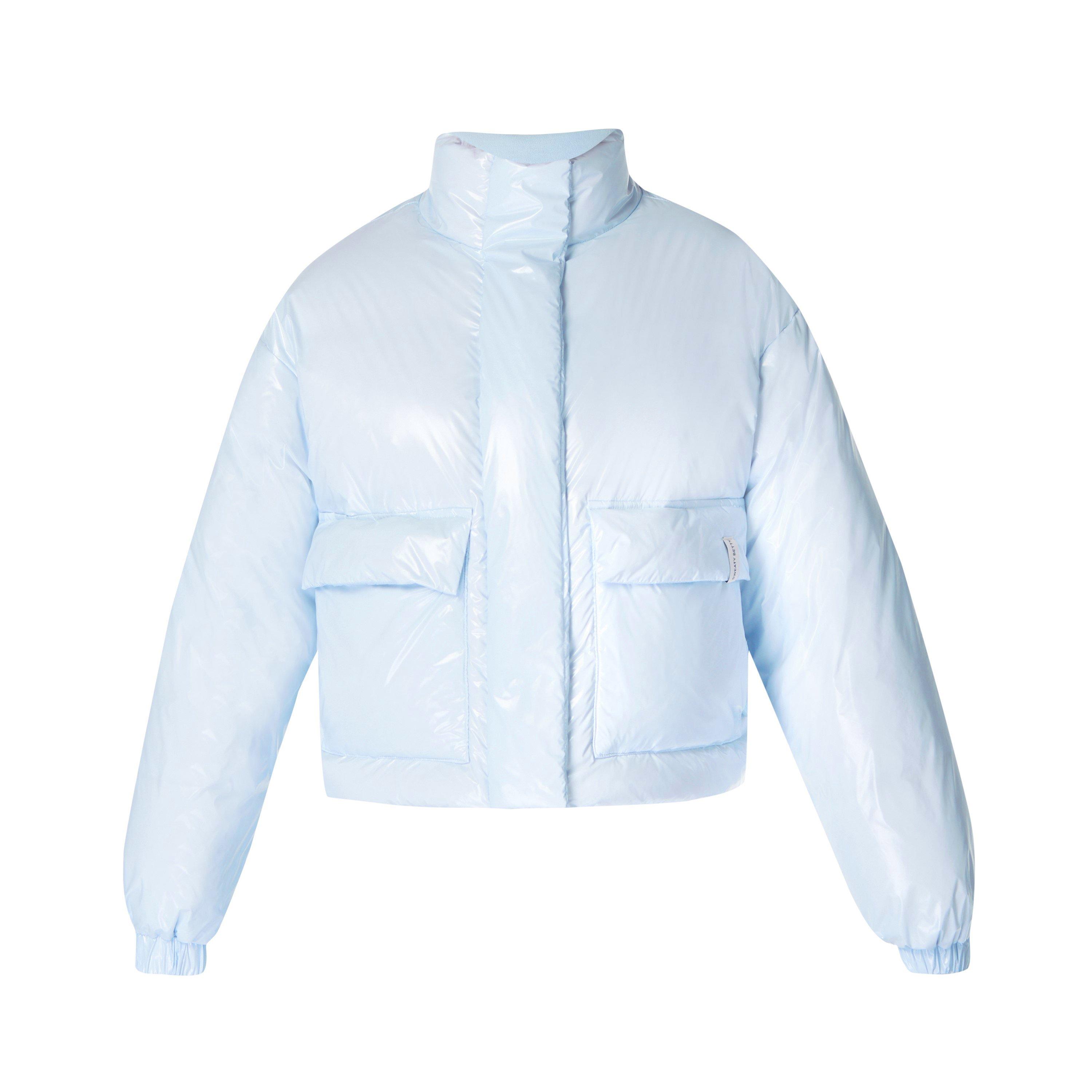 salt blue - Sweaty Betty - Women's Snowfall High Shine Cropped Water Resistant PrimaLoft Long Sleeve Ski Jacket - 1