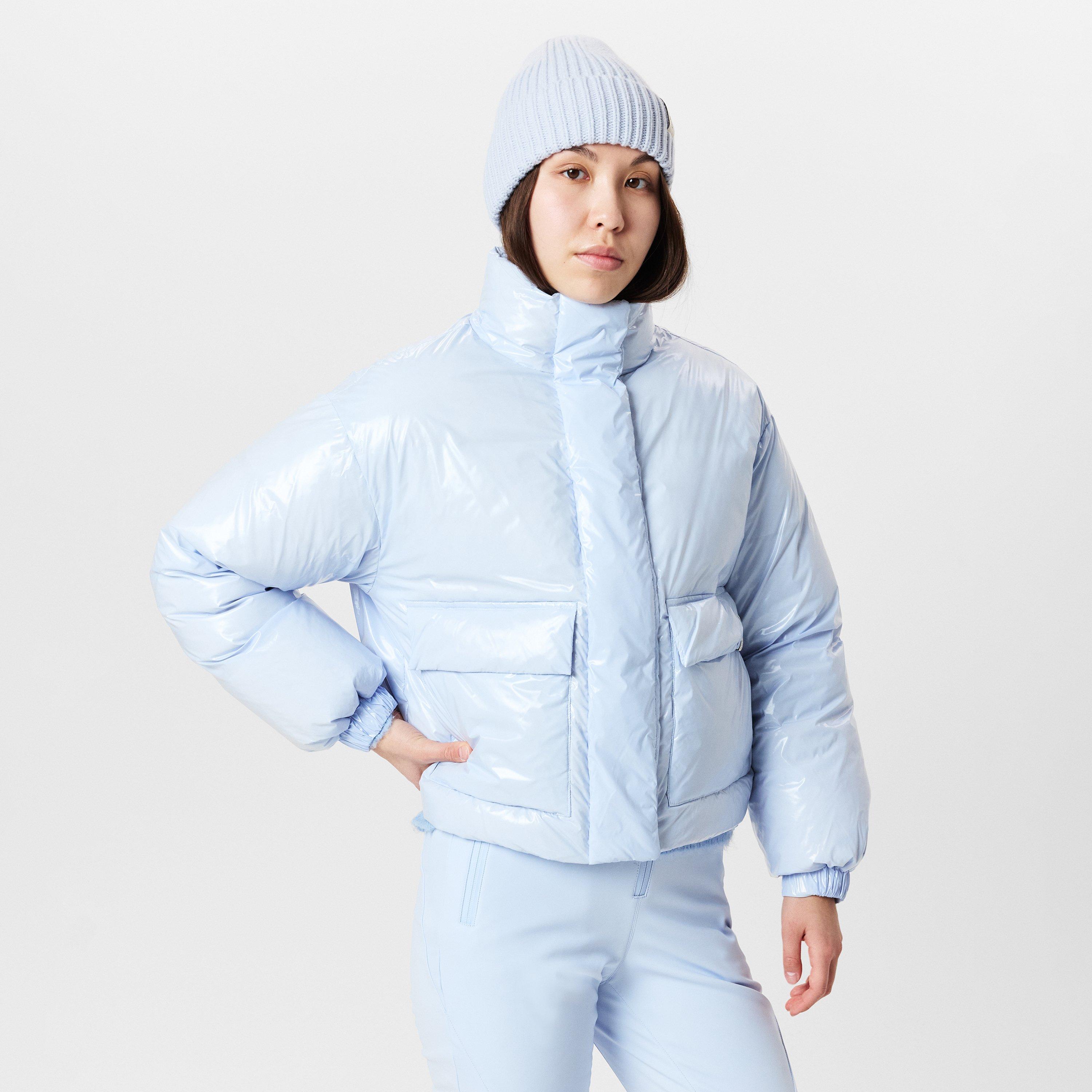 salt blue - Sweaty Betty - Women's Snowfall High Shine Cropped Water Resistant PrimaLoft Long Sleeve Ski Jacket - 2