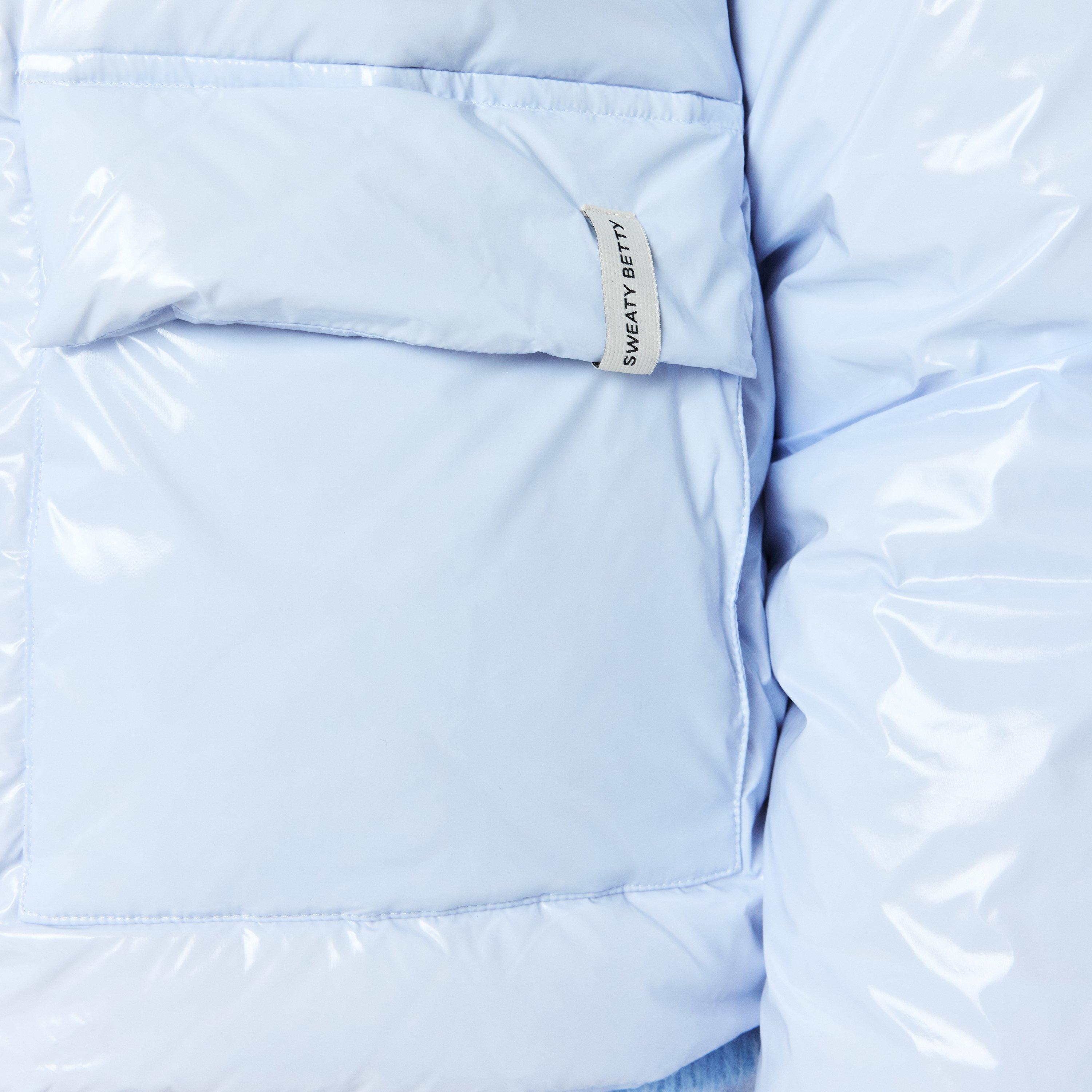 salt blue - Sweaty Betty - Women's Snowfall High Shine Cropped Water Resistant PrimaLoft Long Sleeve Ski Jacket - 4