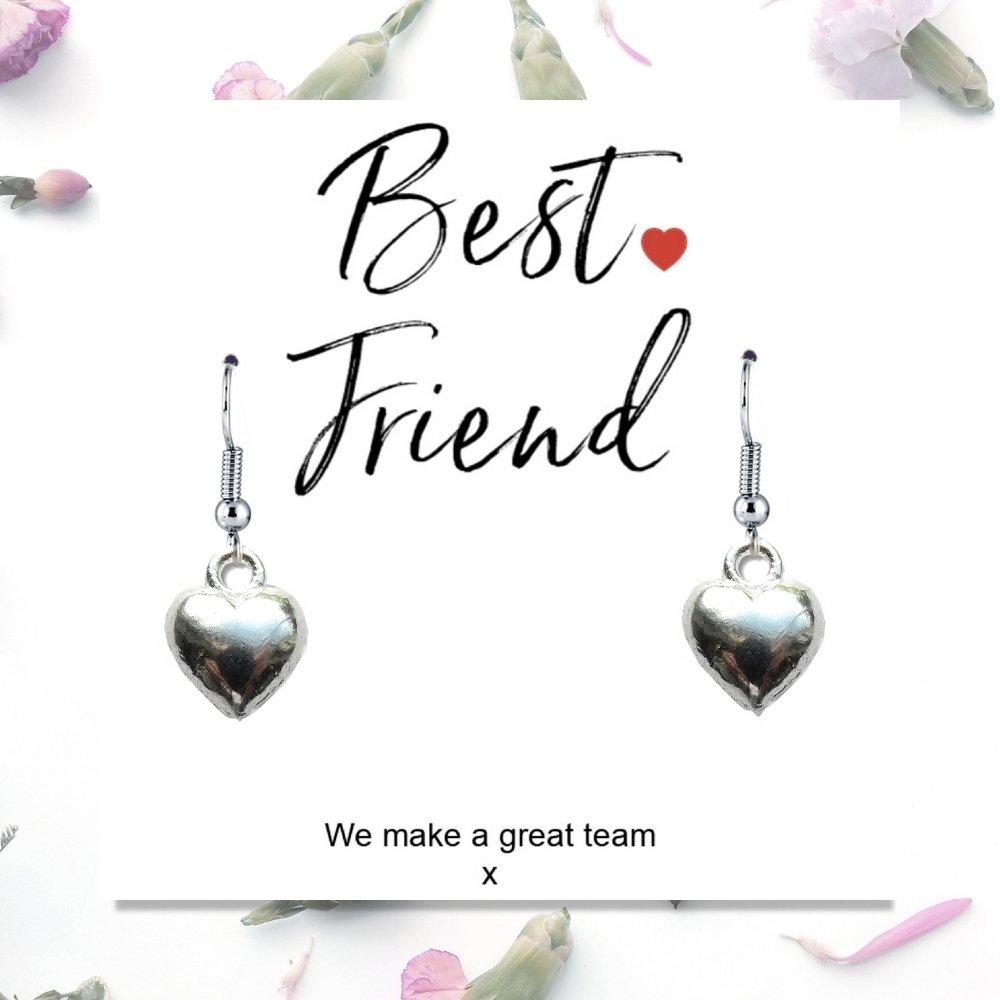 Silver - Aye Do - Best Friend Earrings & Card Gift - 1