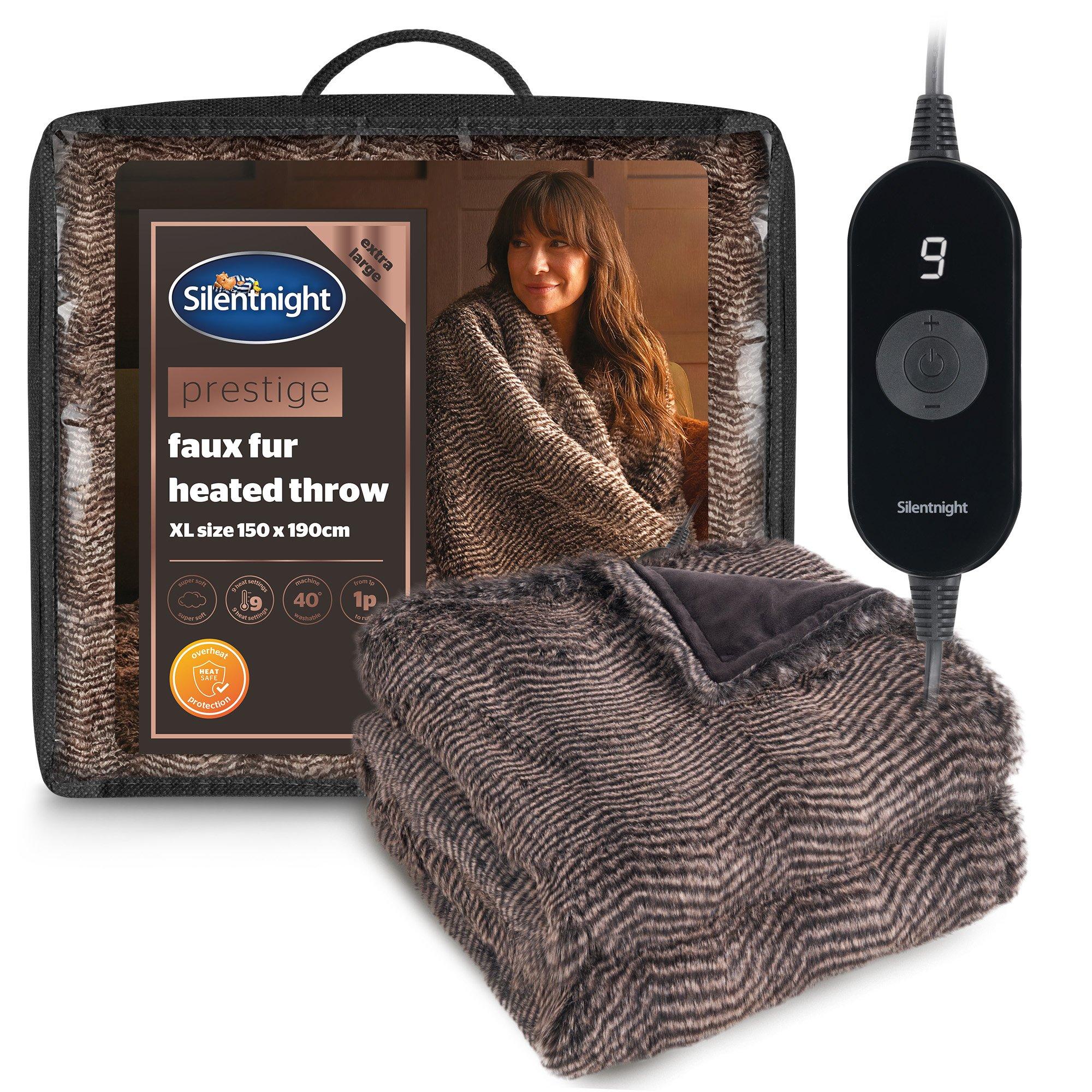 Brown - Silentnight - Prestige Faux Fur XL Heated Throw - 1