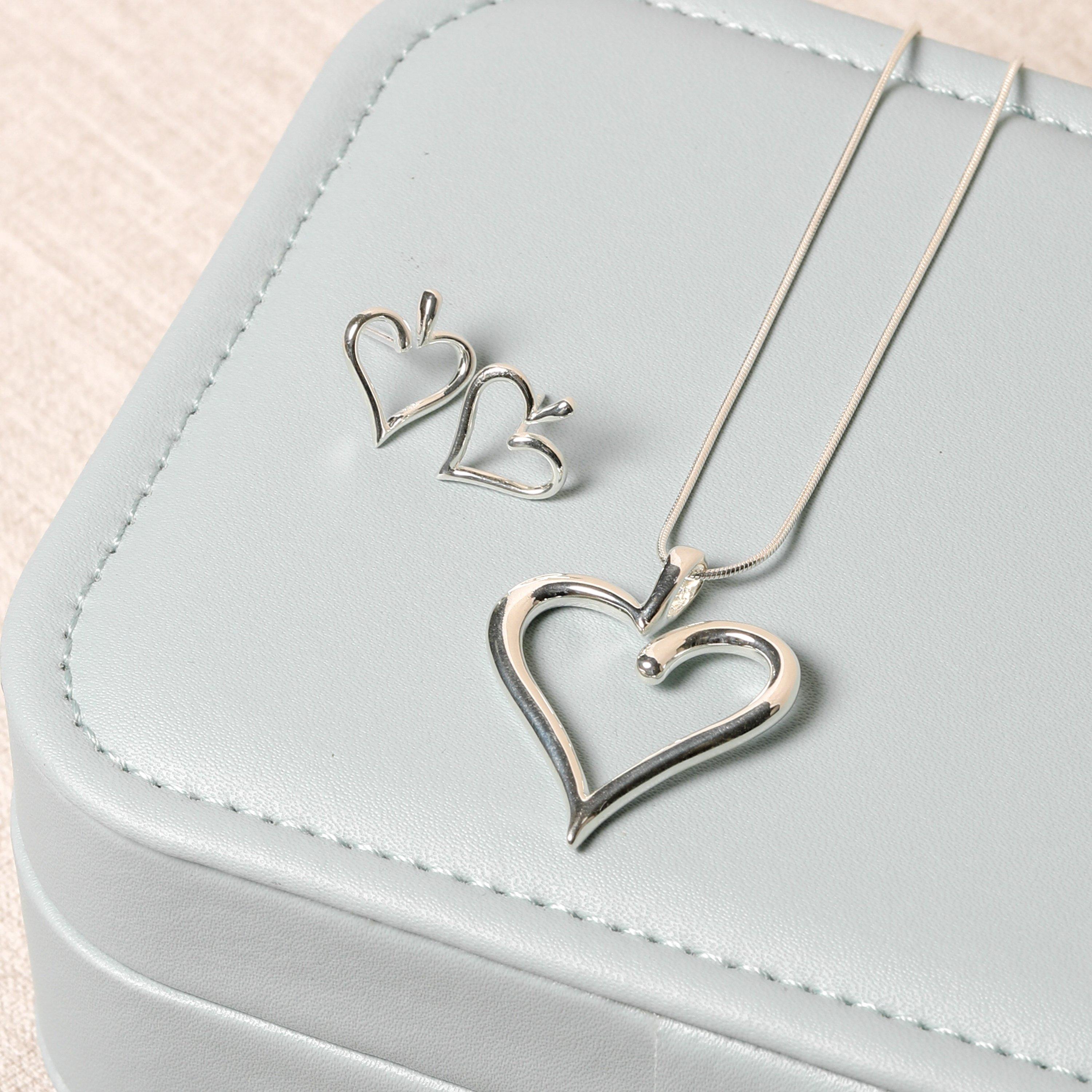 Silver - Simply Silver - Sterling Silver 925 Polished Open Heart Studs - 3