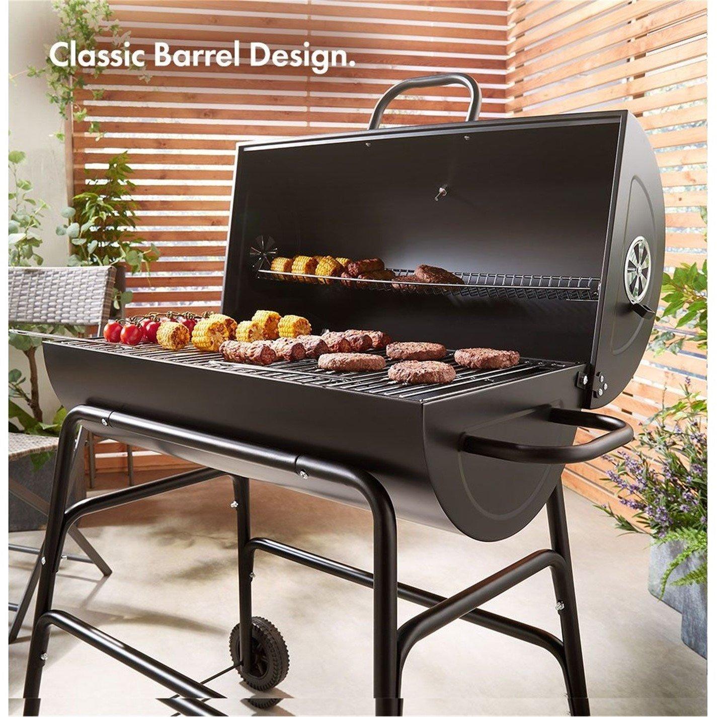 Black - VonHaus - Vonhaus Barrel Charcoal BBQ - 2