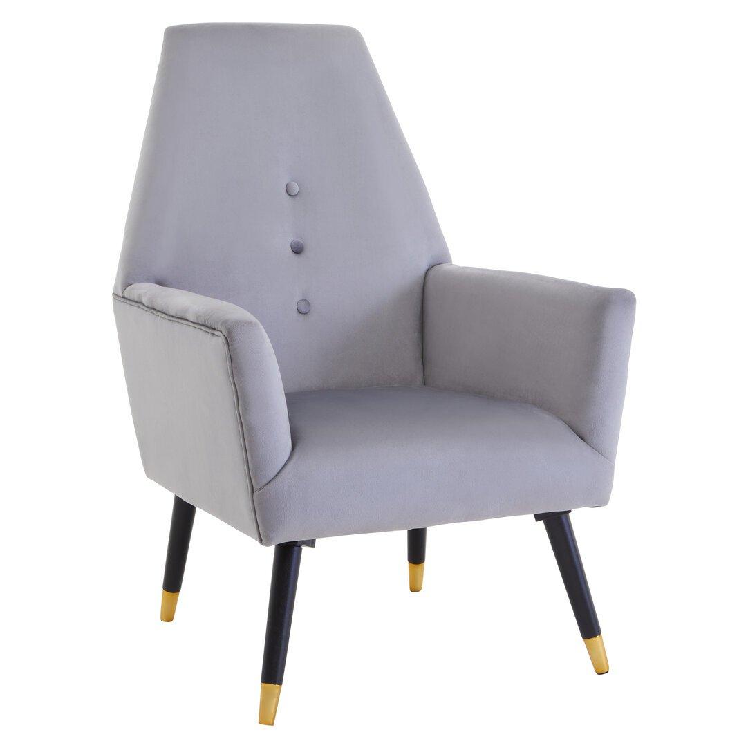 Grey - Interiors by Premier - Loretta Grey Velvet Button Detail Chair - 1