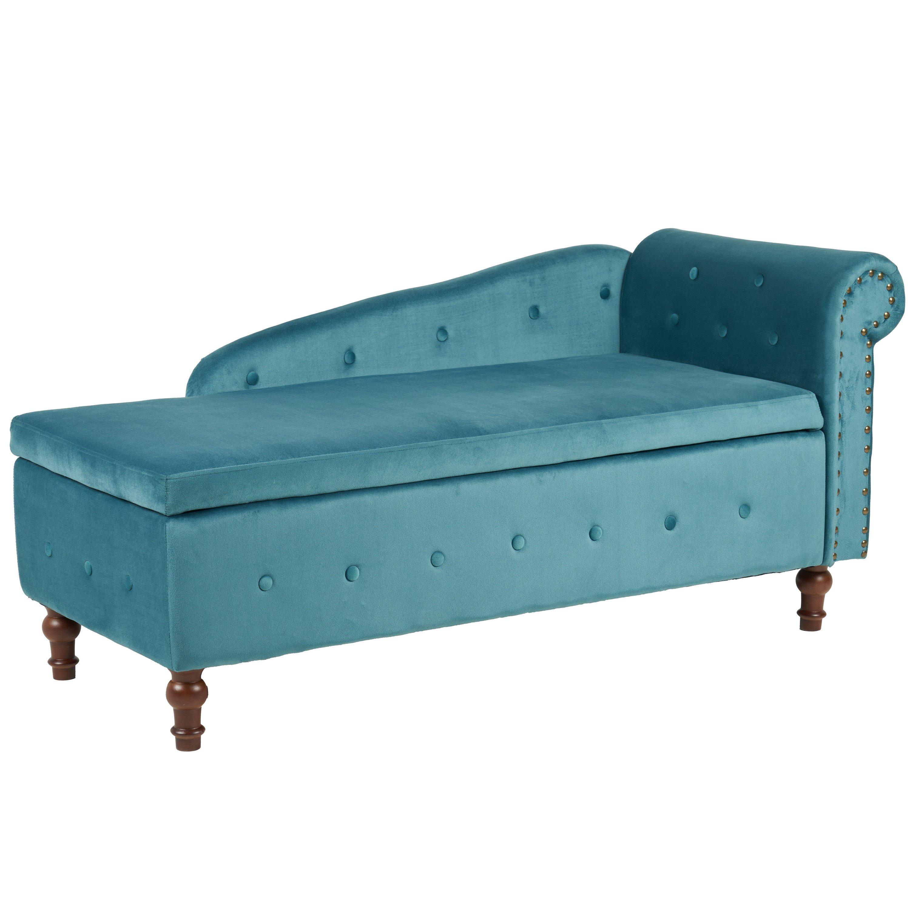 Velvet Chaise Longue with storage